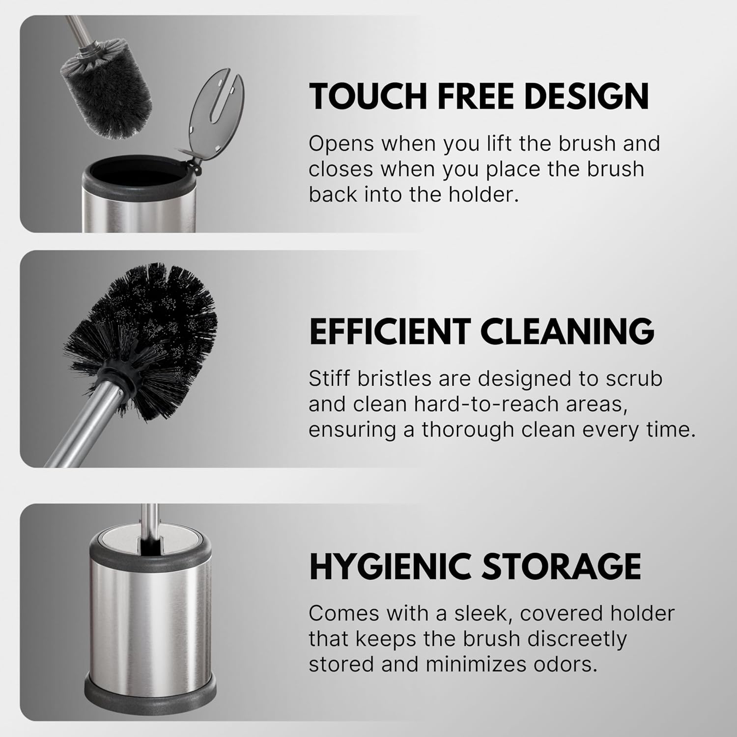ToiletTree Chrome Toilet Brush with Lid and Holder