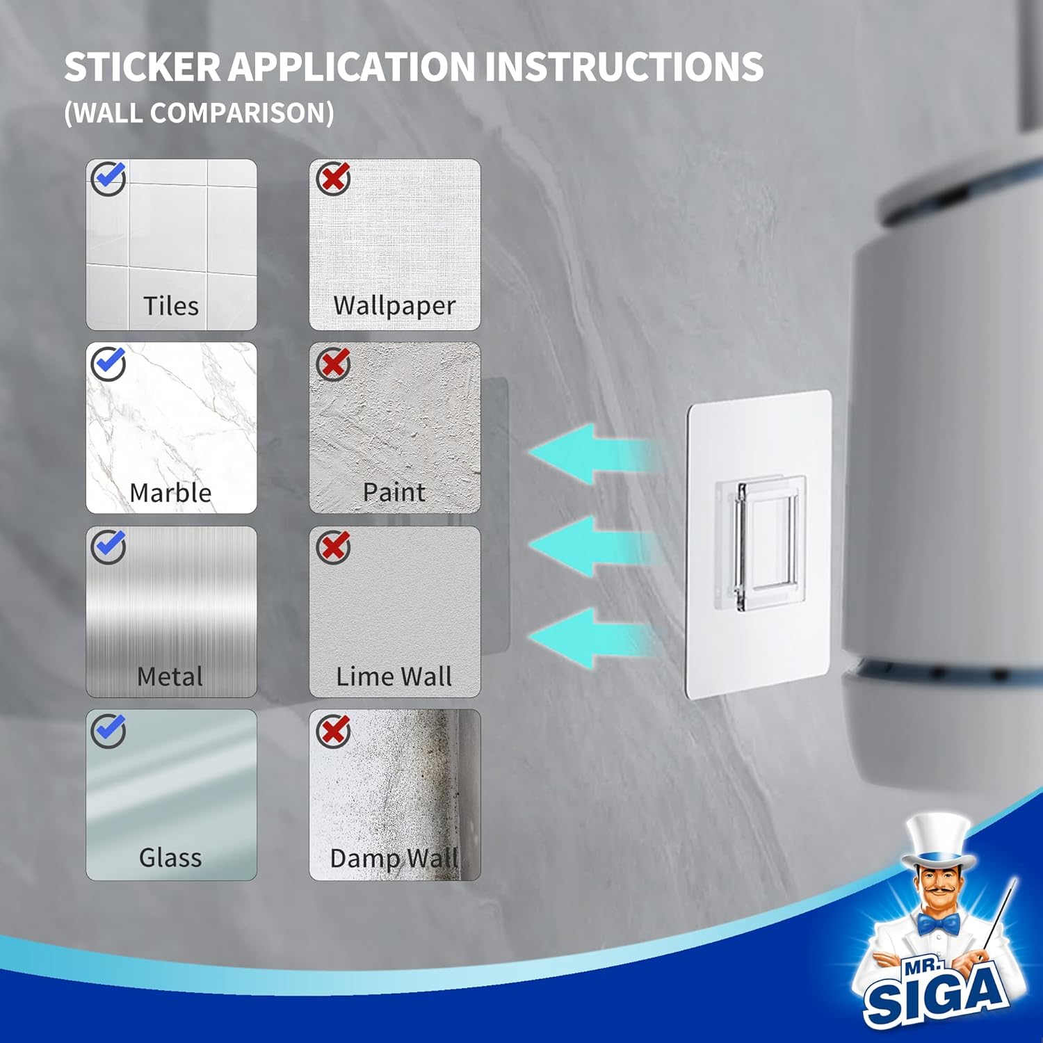 MRSIGA Toilet Brush with Wall Mount Holder 1 Pack