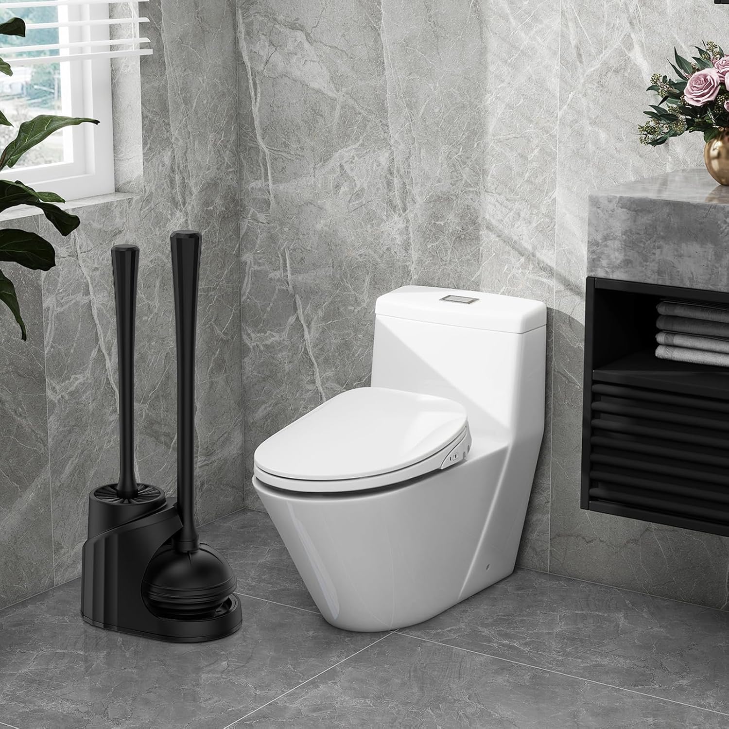 Lanburch 2 in 1 Toilet Brush and Plunger Set