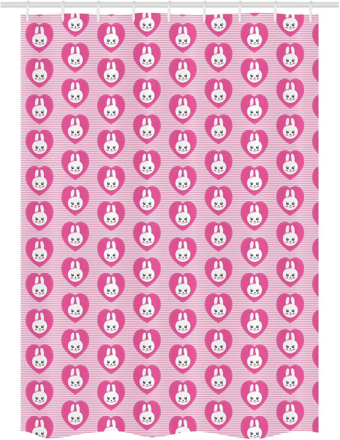 Ambesonne Cartoon Stall Shower Curtain with Hooks 54x78 Pink White
