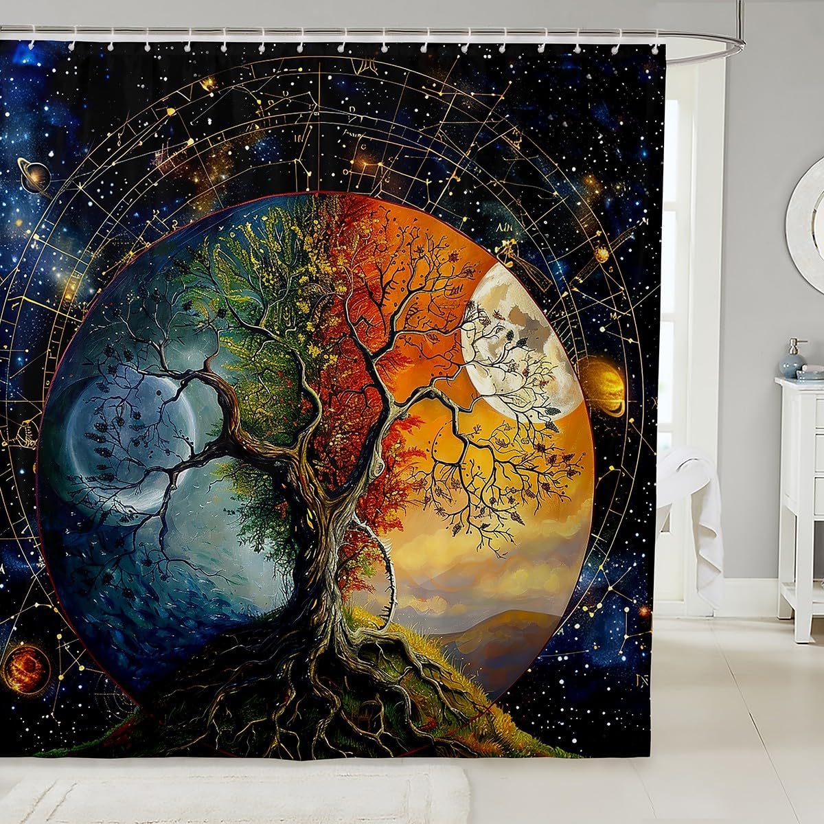 Feelyou Tree of Life Bath Curtain Set 72x78 for Kids