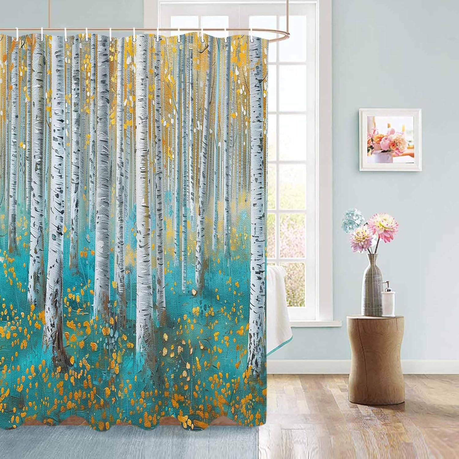 Funnywall88 72 Inches Branch Plant Art Shower Curtain Set with 12 Hooks