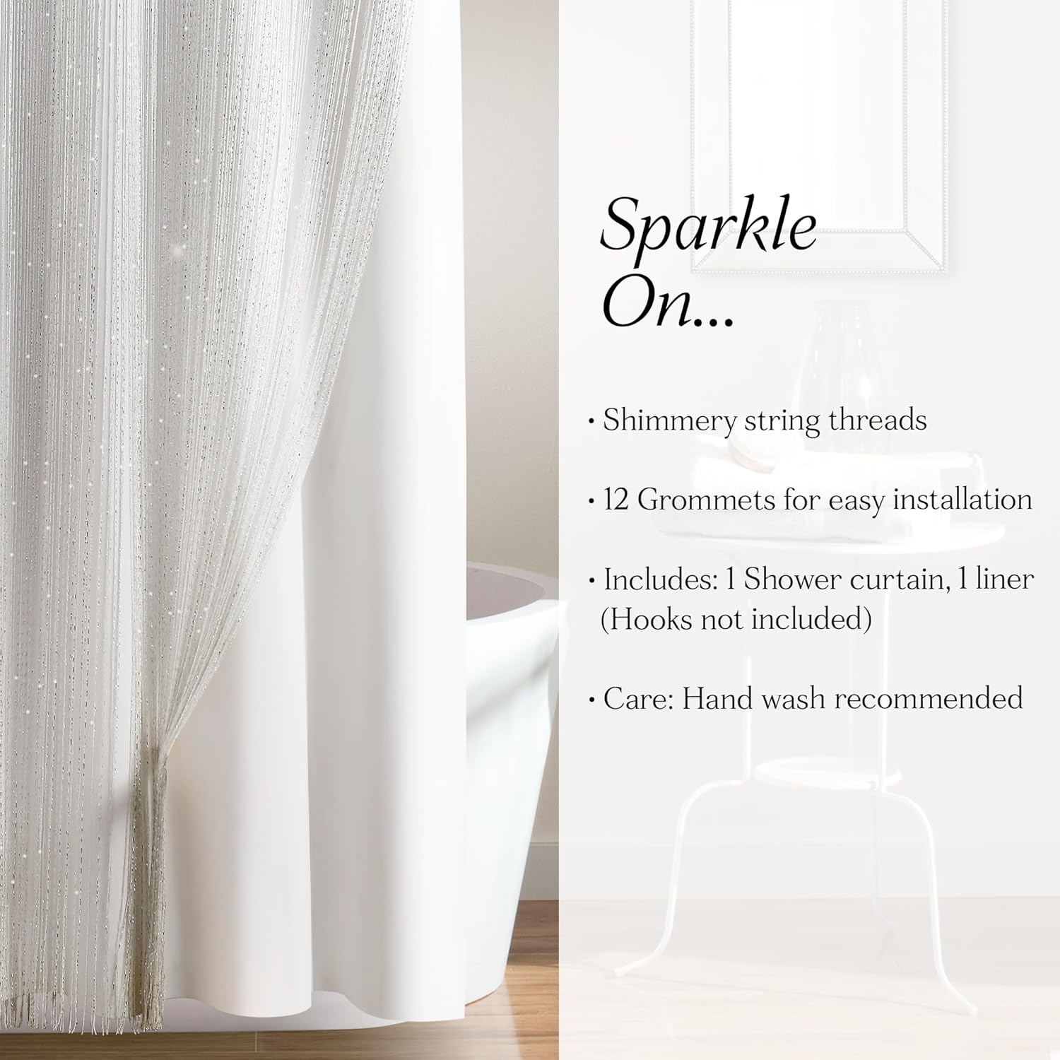 Lush Decor Night Sky String Thread Shower Curtain Set