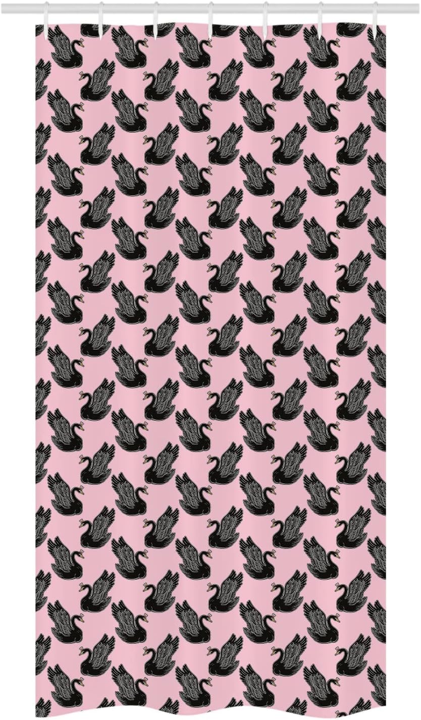 Ambesonne Swan Stall Shower Curtain Set Pale Pink with Black Swan Cartoon