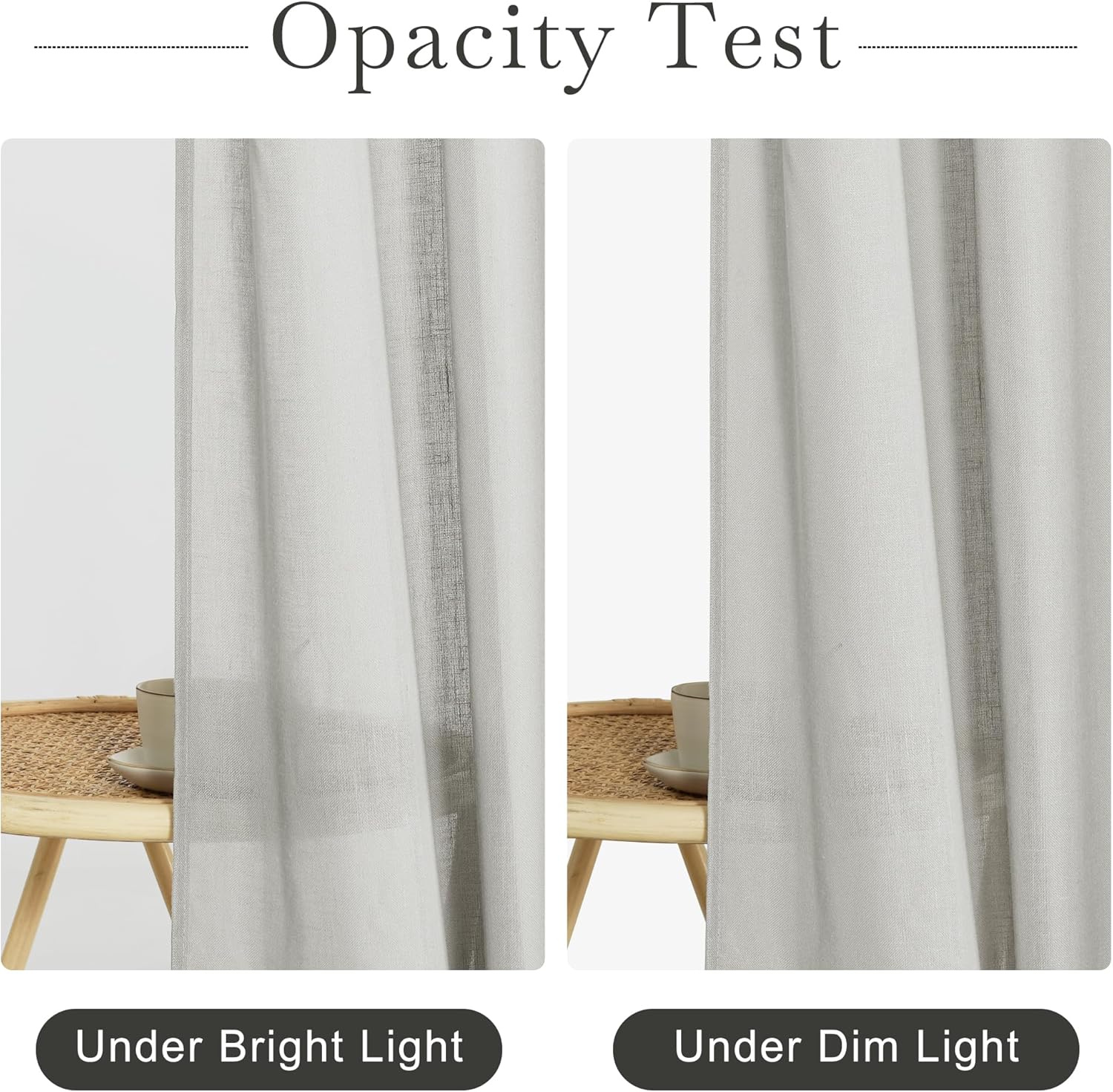 KGORGE Semi Sheer Linen Shower Curtain - 72x90 Inches Grey with Hooks