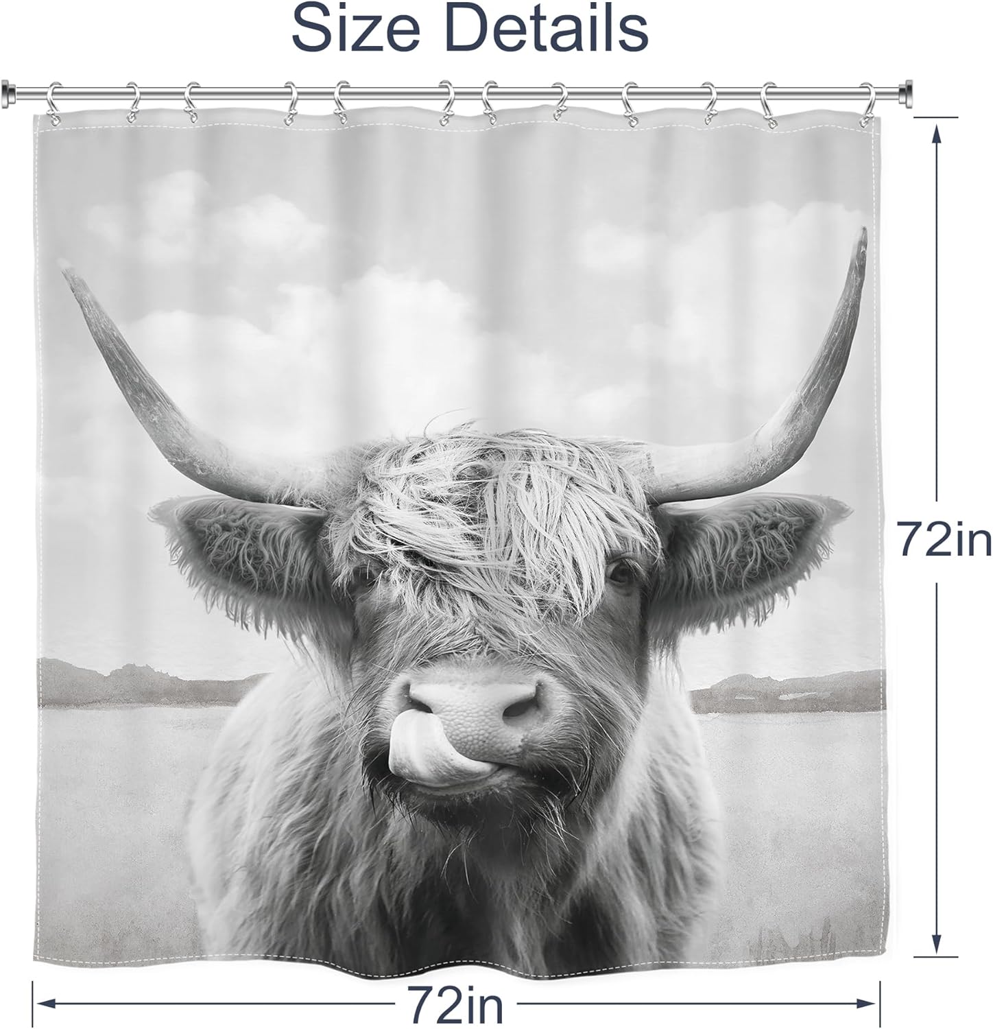 AMBZEK Farmhouse Highland Cow Shower Curtain Set 1