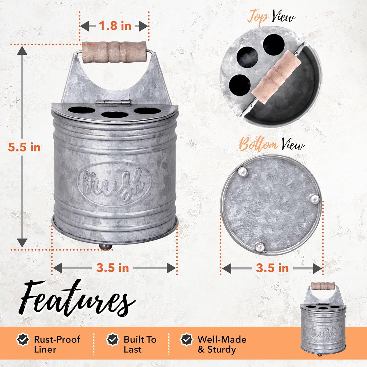 Autumn Alley Galvanized Toothbrush Holder - Farmhouse Style