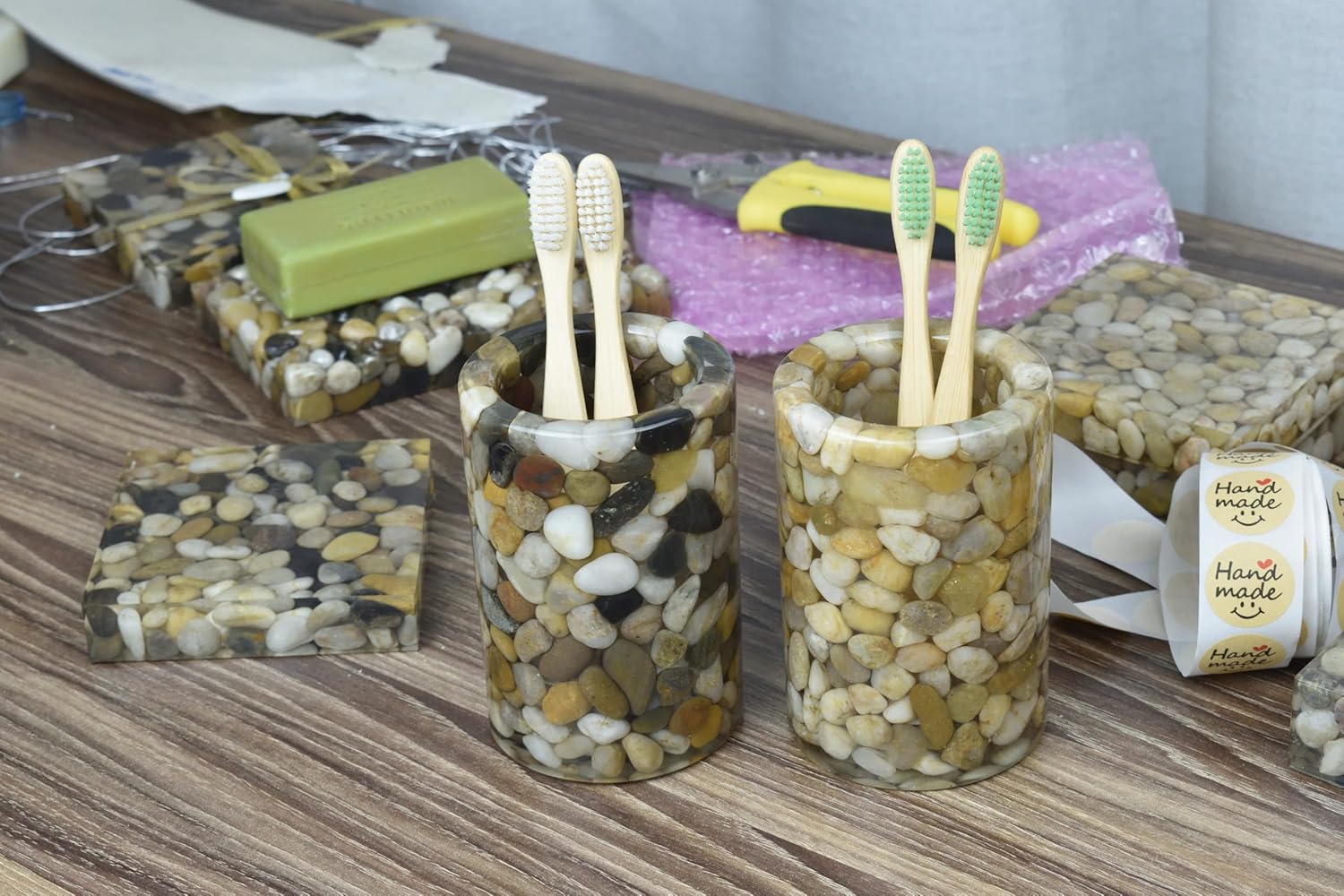 OYAMIHUI Handmade Rock Toothbrush Holder for Bathroom Decor