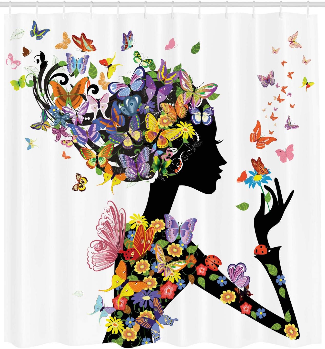 Ambesonne Butterflies Shower Curtain Set with Hooks 1