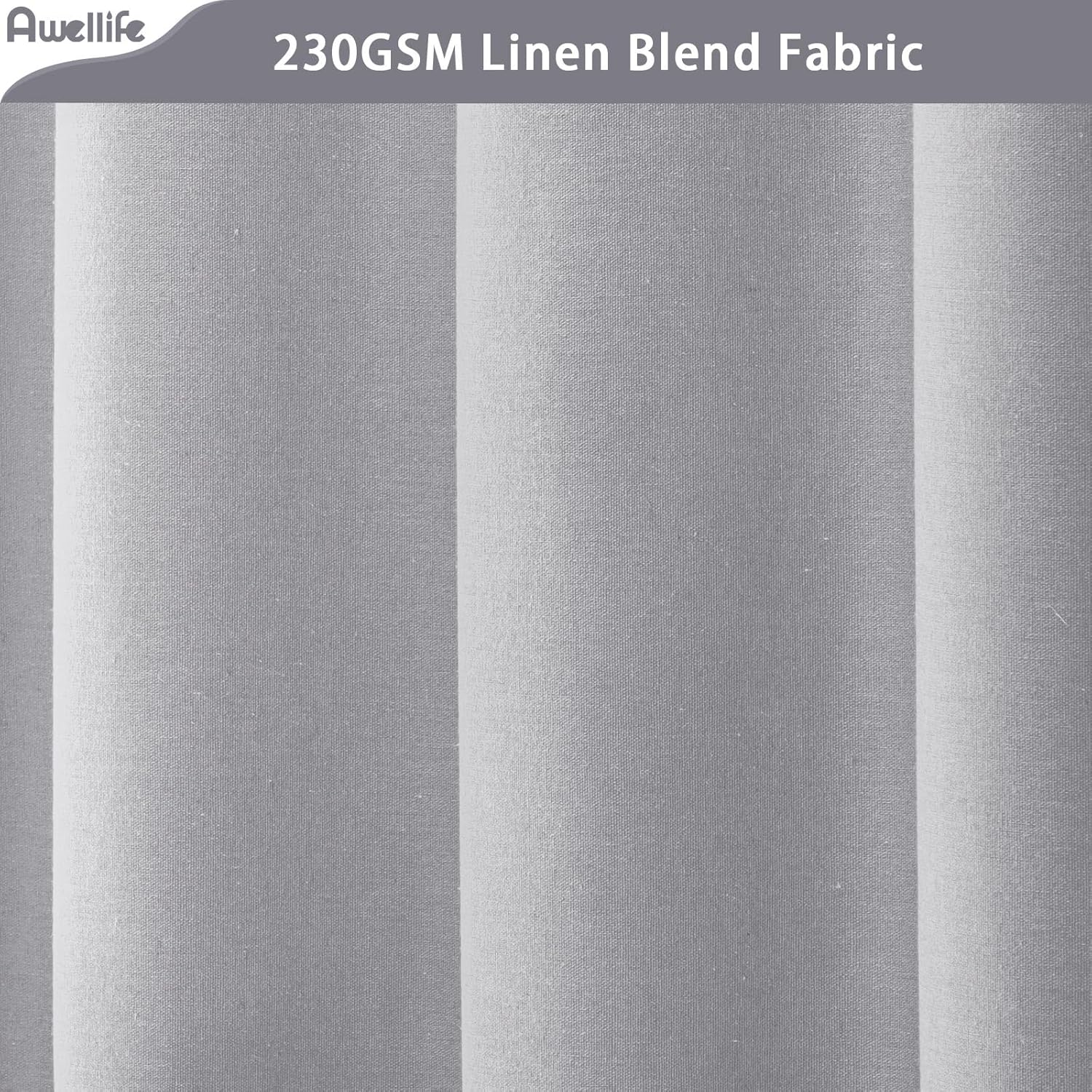Awellife Grey Linen Textured Shower Curtain 84 Inch