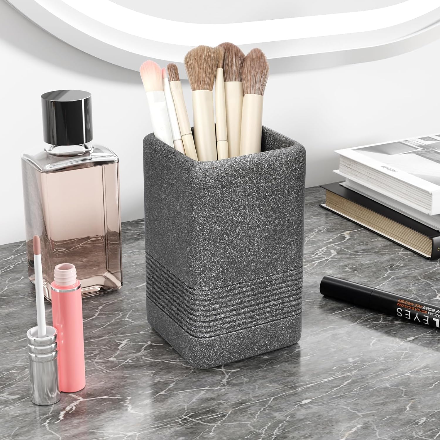 INIUNIK 2PCS Resin Toothbrush Holder Set Dark Grey