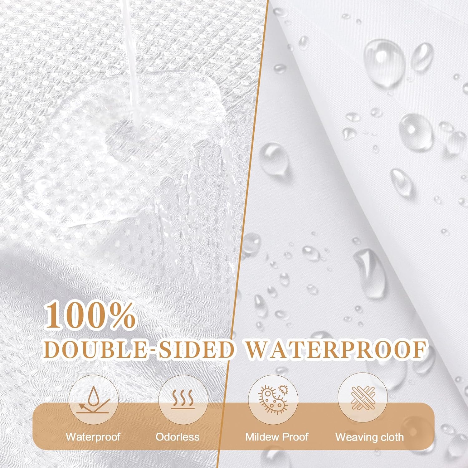 ADABOO Clear Shower Curtain with Snap-in Liner Set 1