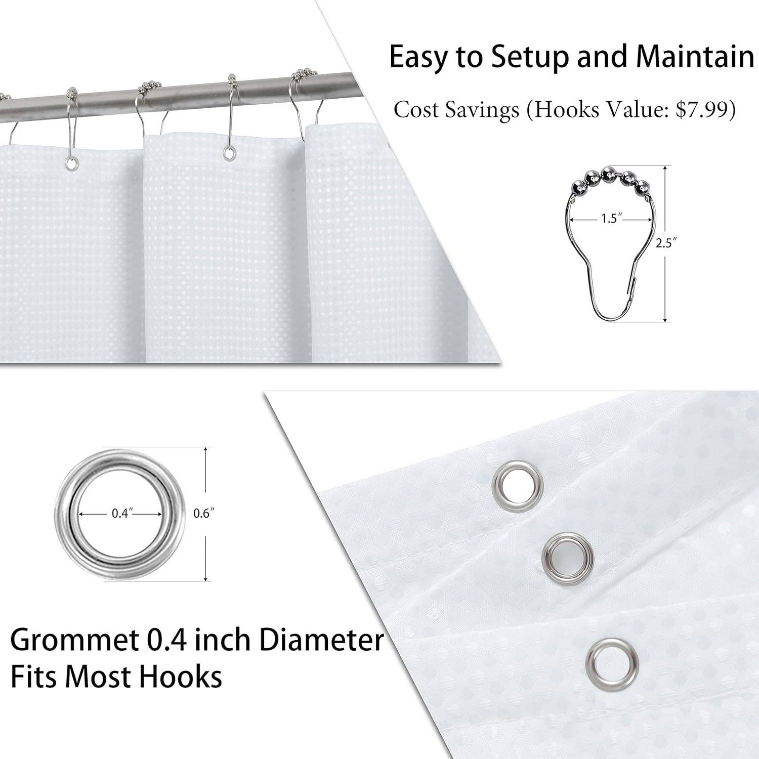 Naturoom Ombre Shower Curtain Set with 12 Hooks