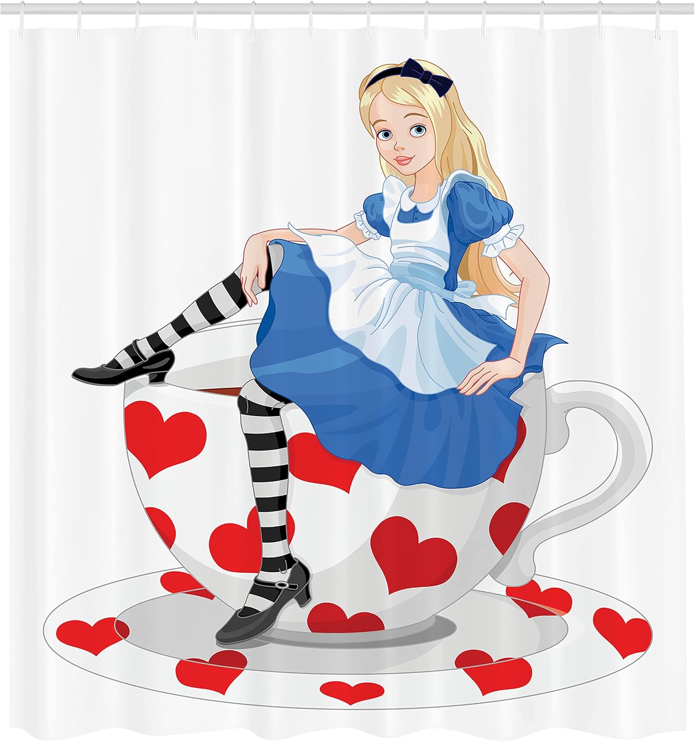 Ambesonne Alice in Wonderland Shower Curtain Set with Hooks