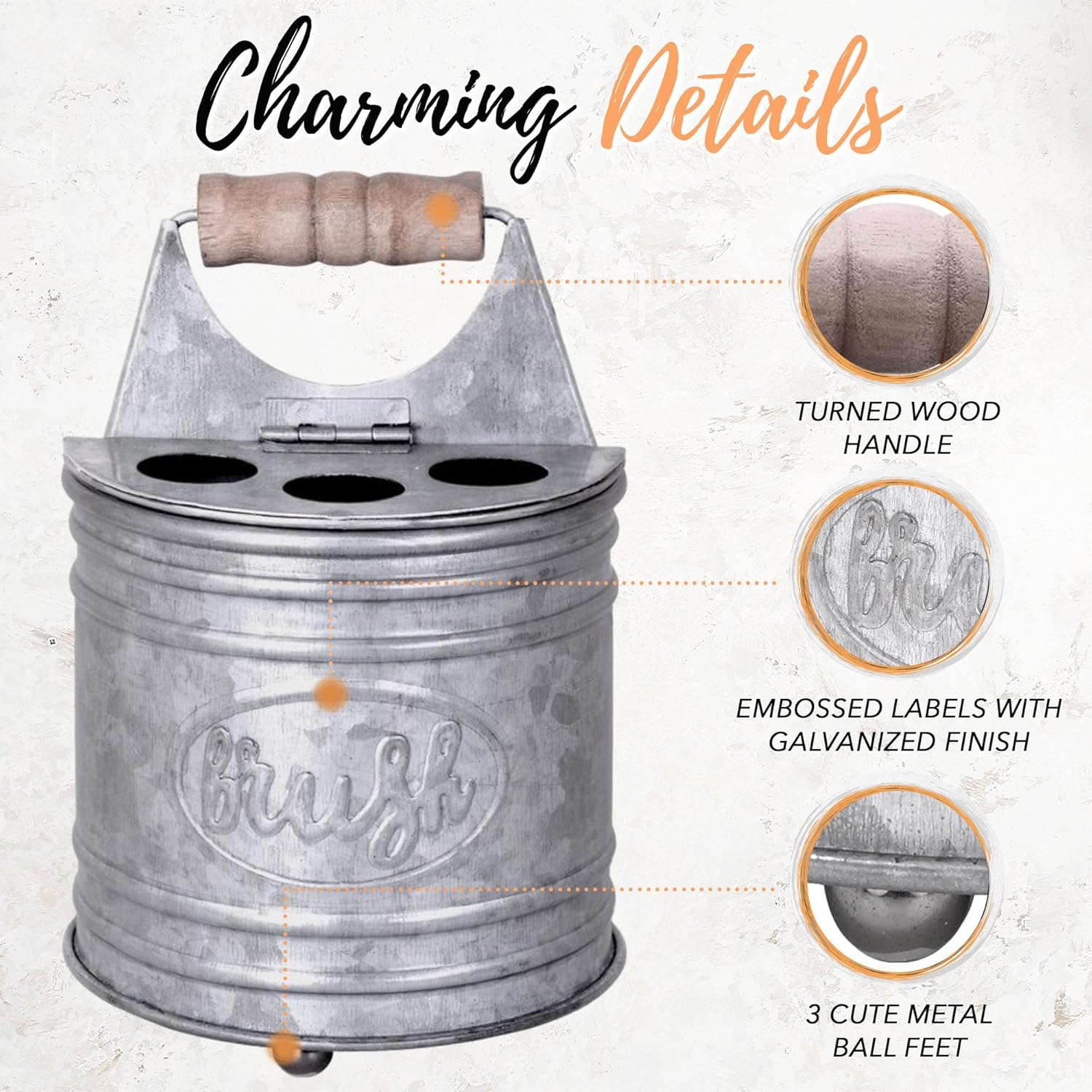 Autumn Alley Galvanized Toothbrush Holder - Farmhouse Style