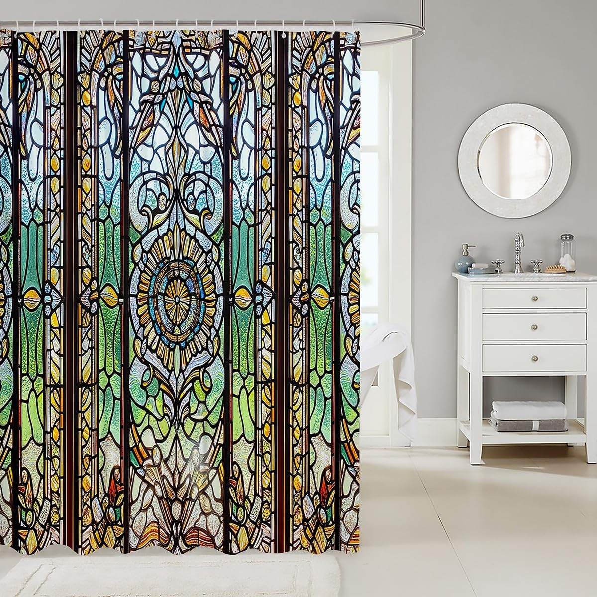 Feelyou Colorful Art Glass Shower Curtain 72x72