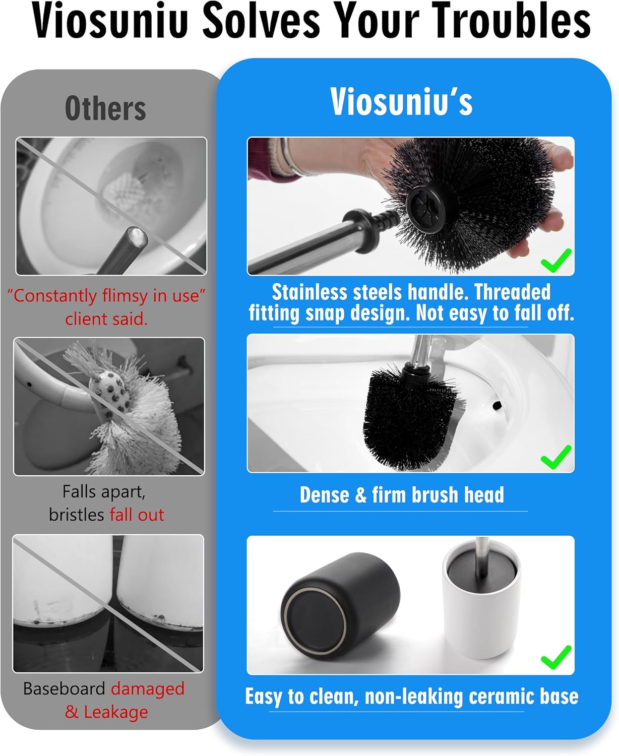 Viosuniu Ceramic Toilet Brush and Holder Set