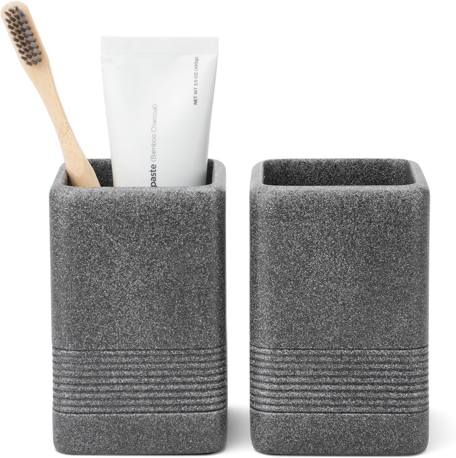 INIUNIK 2PCS Resin Toothbrush Holder Set Dark Grey