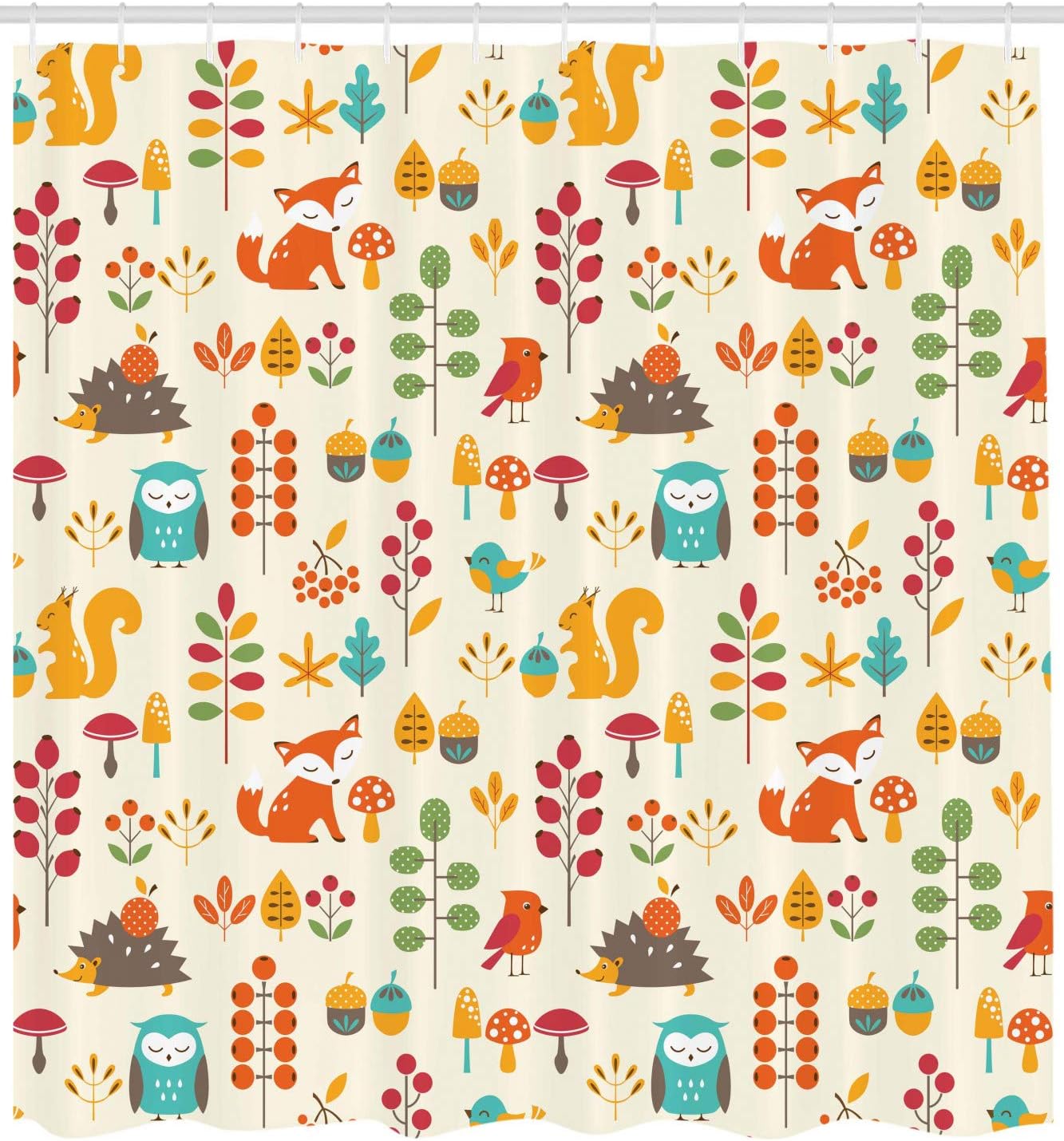 Ambesonne Cartoon Shower Curtain Set with Hooks 69 x 70