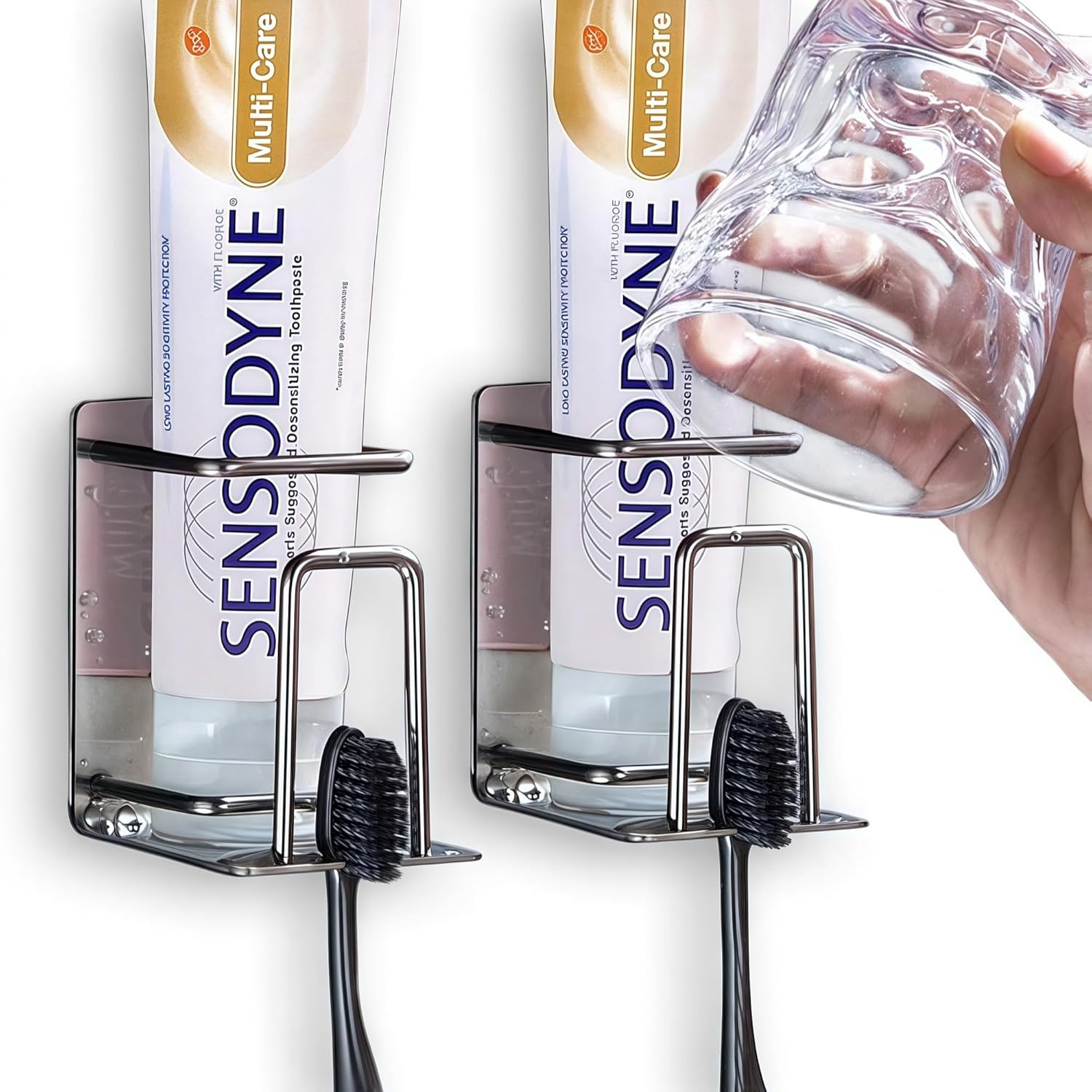 HANZE 2 Pack Wall Mounted Toothbrush Holder