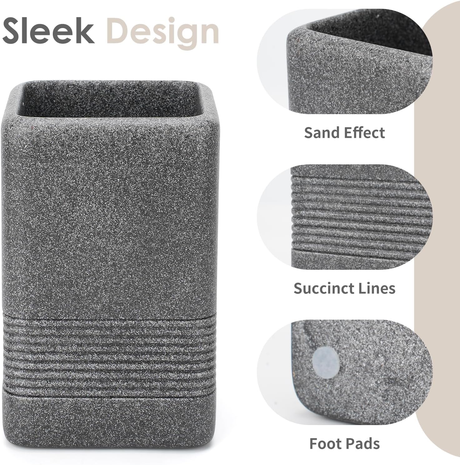 INIUNIK 2PCS Resin Toothbrush Holder Set Dark Grey