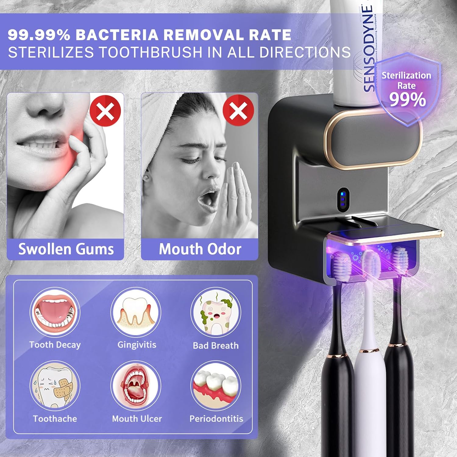 Automatic Toothpaste Dispenser with 3 Slots - Wall Mount Anti-Cross Contamination
