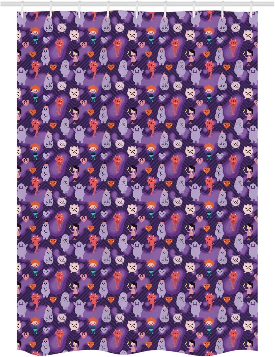 Ambesonne Cartoon Stall Shower Curtain - Dark Purple Multicolor