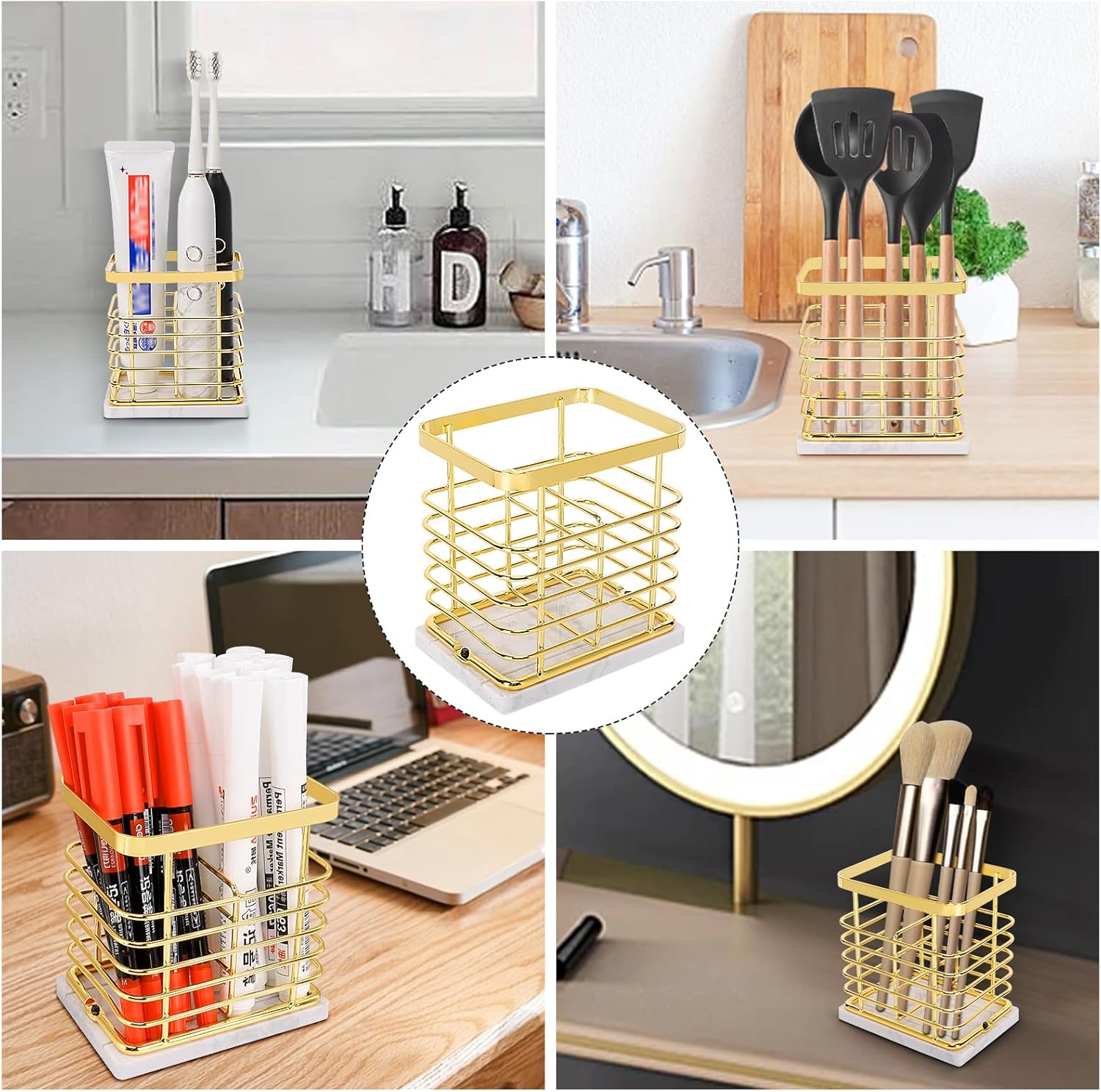 HarJue Luxury Toothbrush Holder with Marble Base