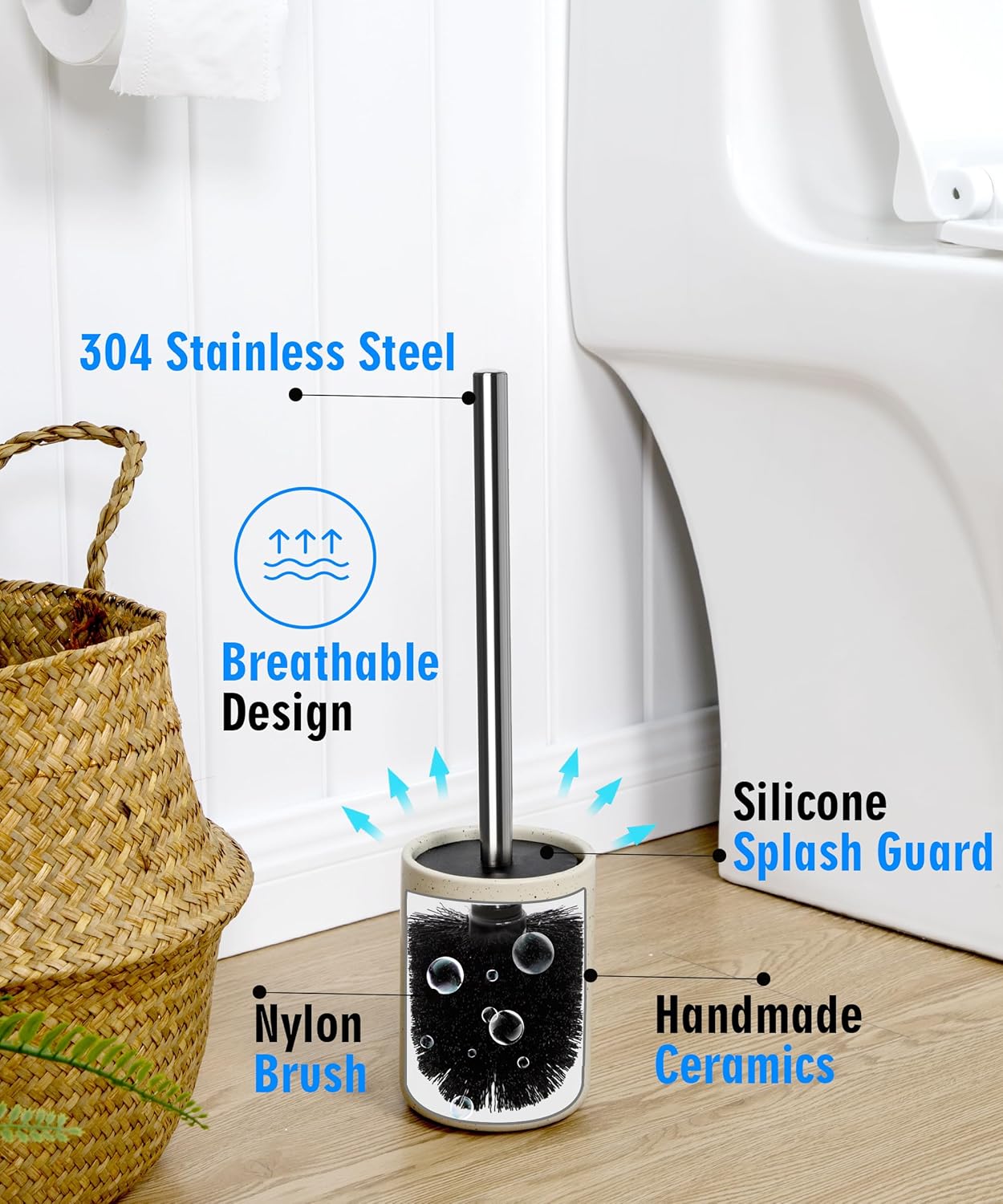 Viosuniu Ceramic Toilet Brush and Holder Set 2 Pack