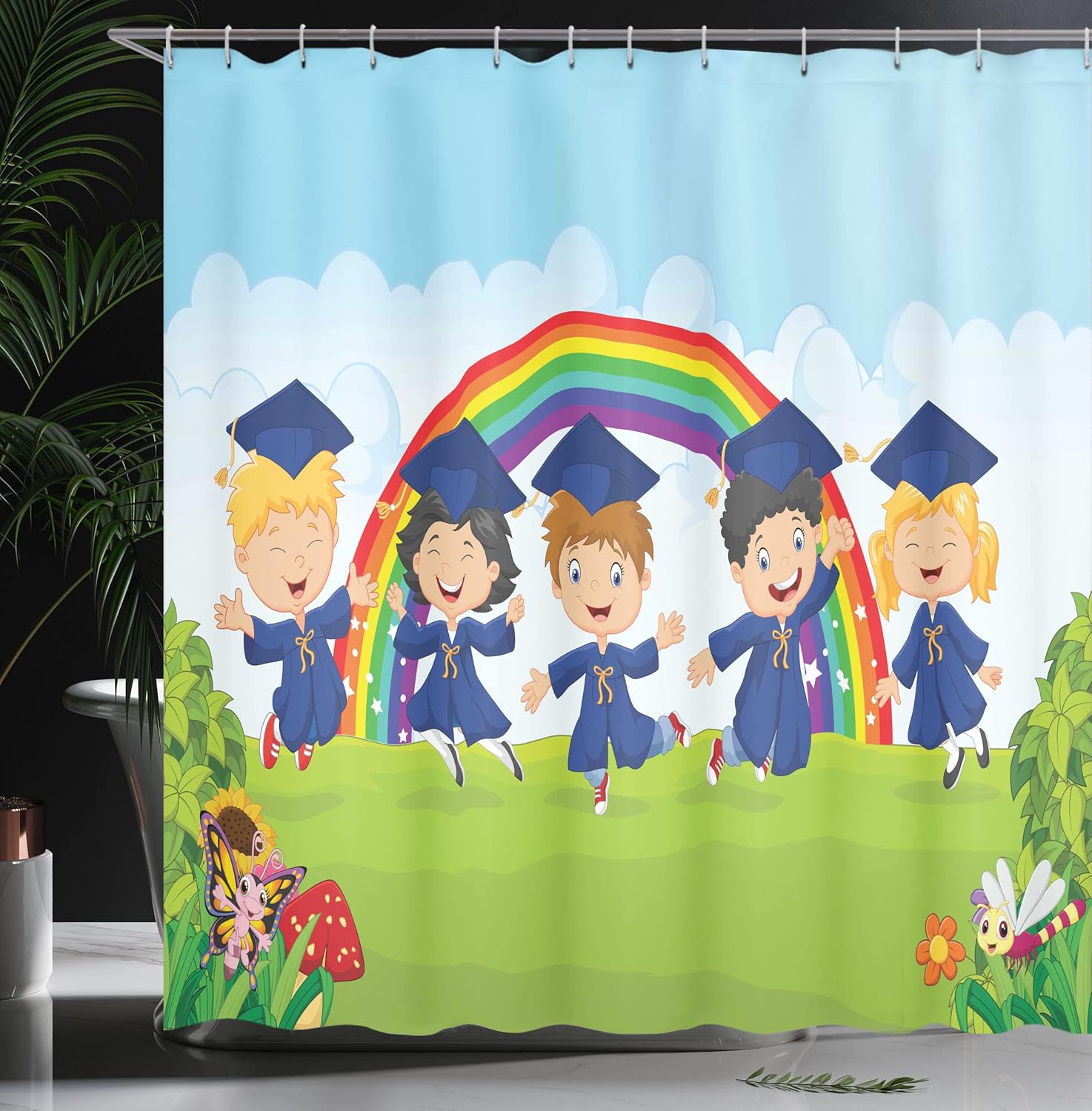 Ambesonne Graduation Shower Curtain Set with Hooks