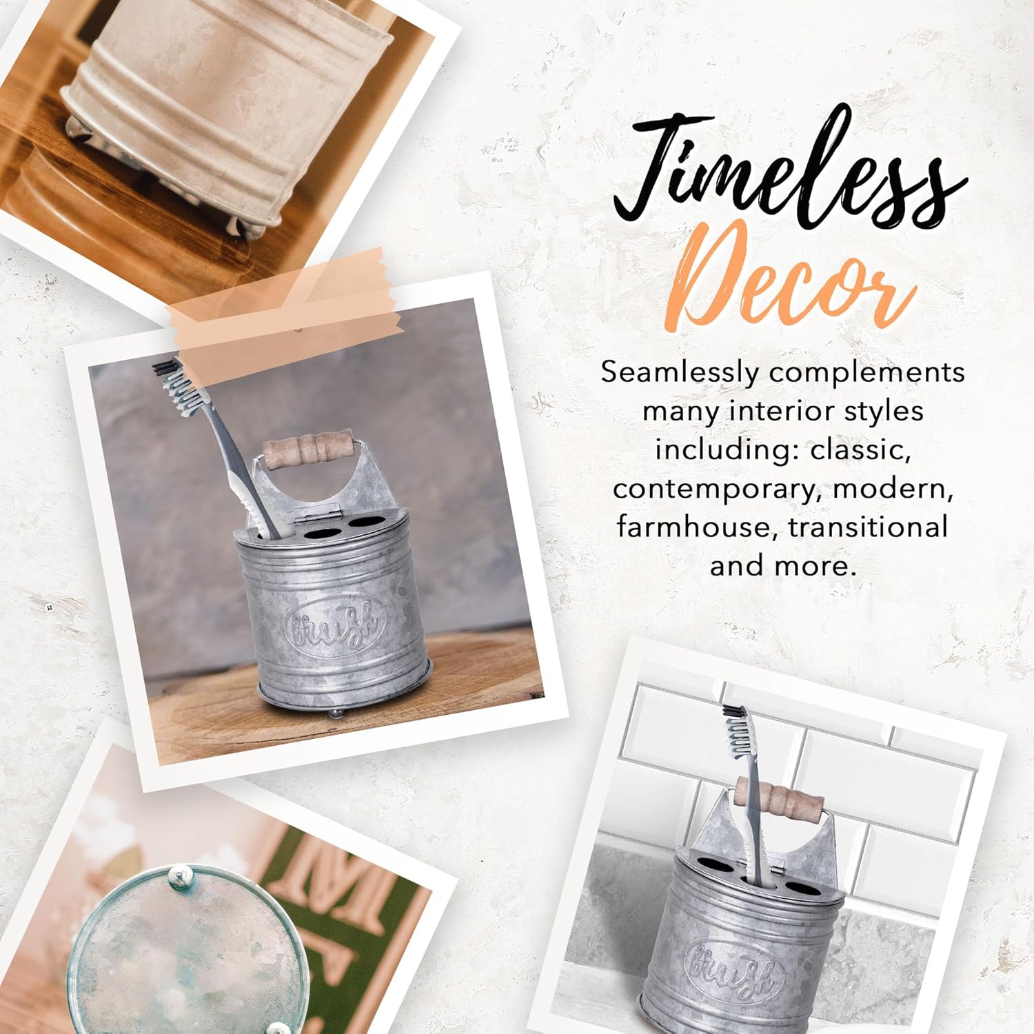 Autumn Alley Galvanized Toothbrush Holder - Farmhouse Style