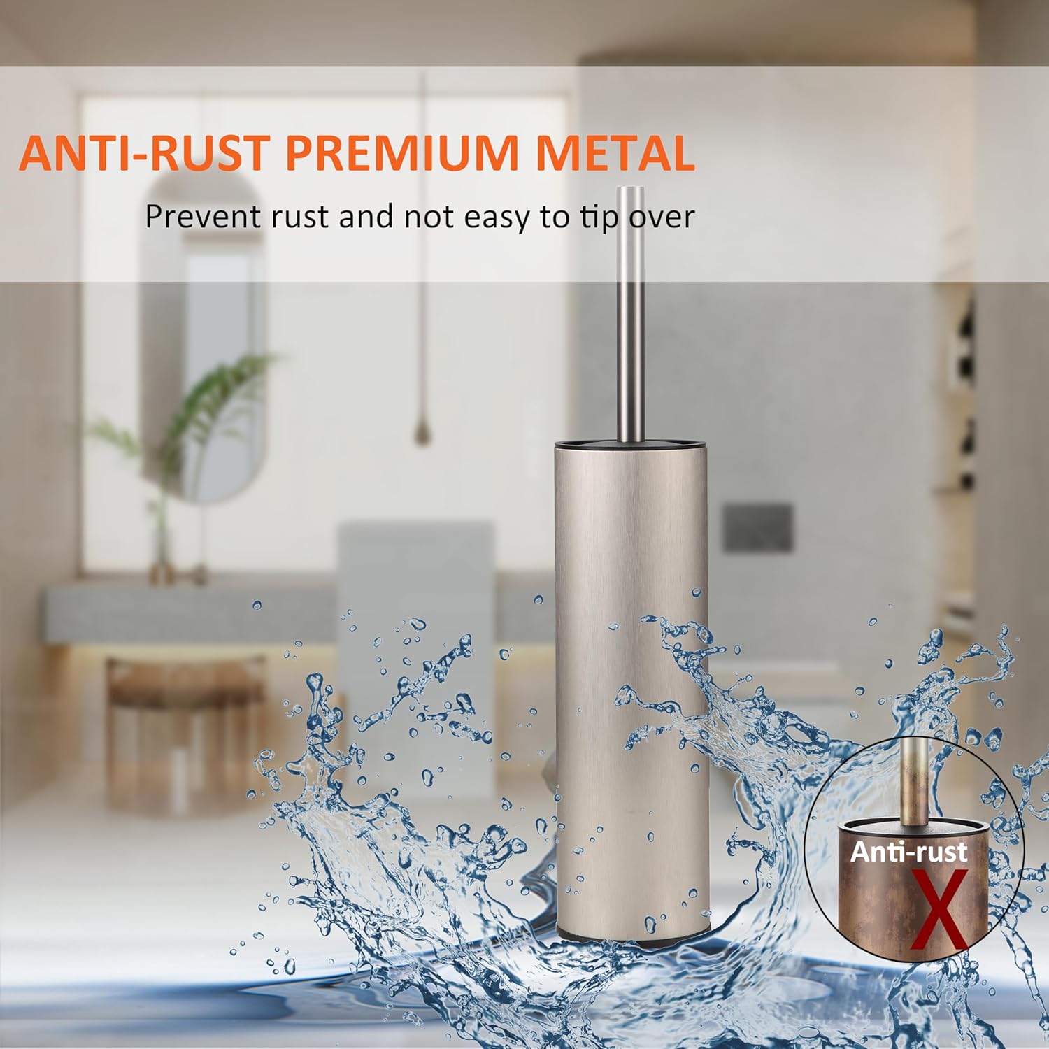 KLDKLD Toilet Brush and Holder Set Brushed Nickel