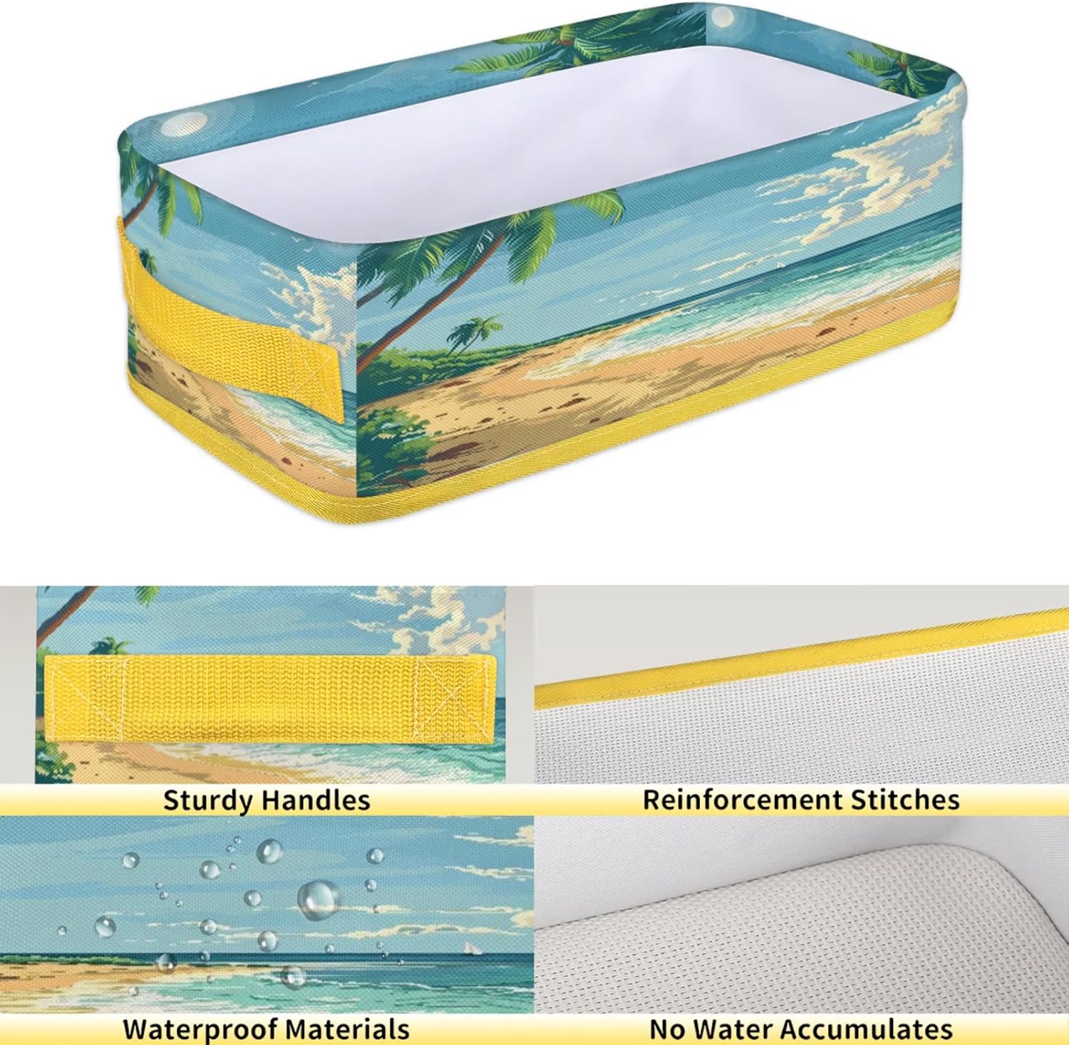Tropical Beach Toilet Paper Basket with Handles