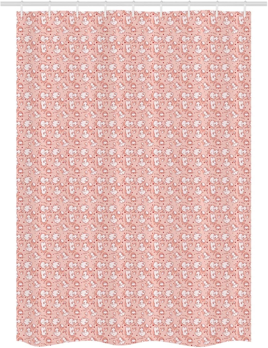 Ambesonne Hippo Stall Shower Curtain Set 54x78 White Coral Red
