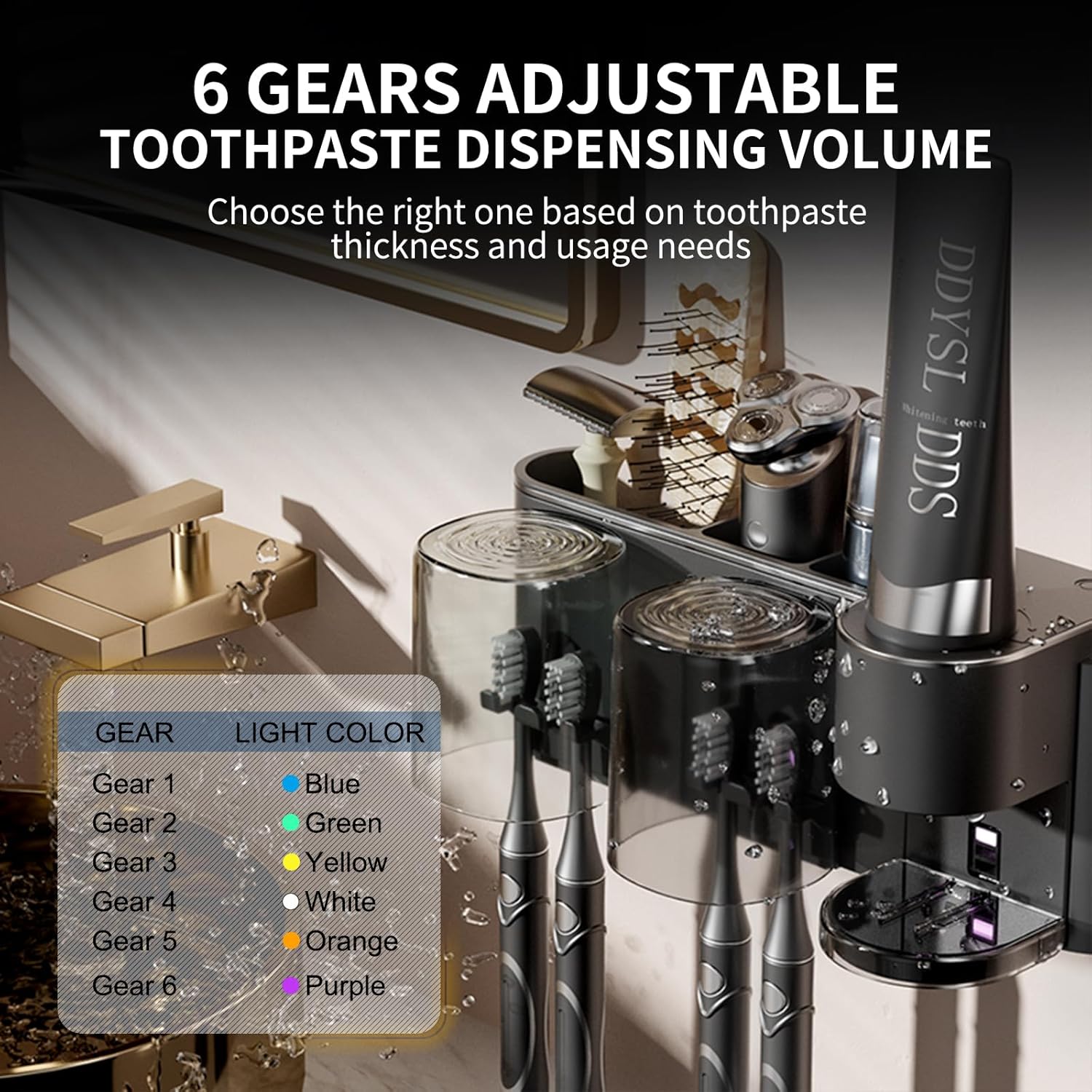 Blancel Toothbrush Holder Wall Mounted with Automatic Toothpaste Dispenser