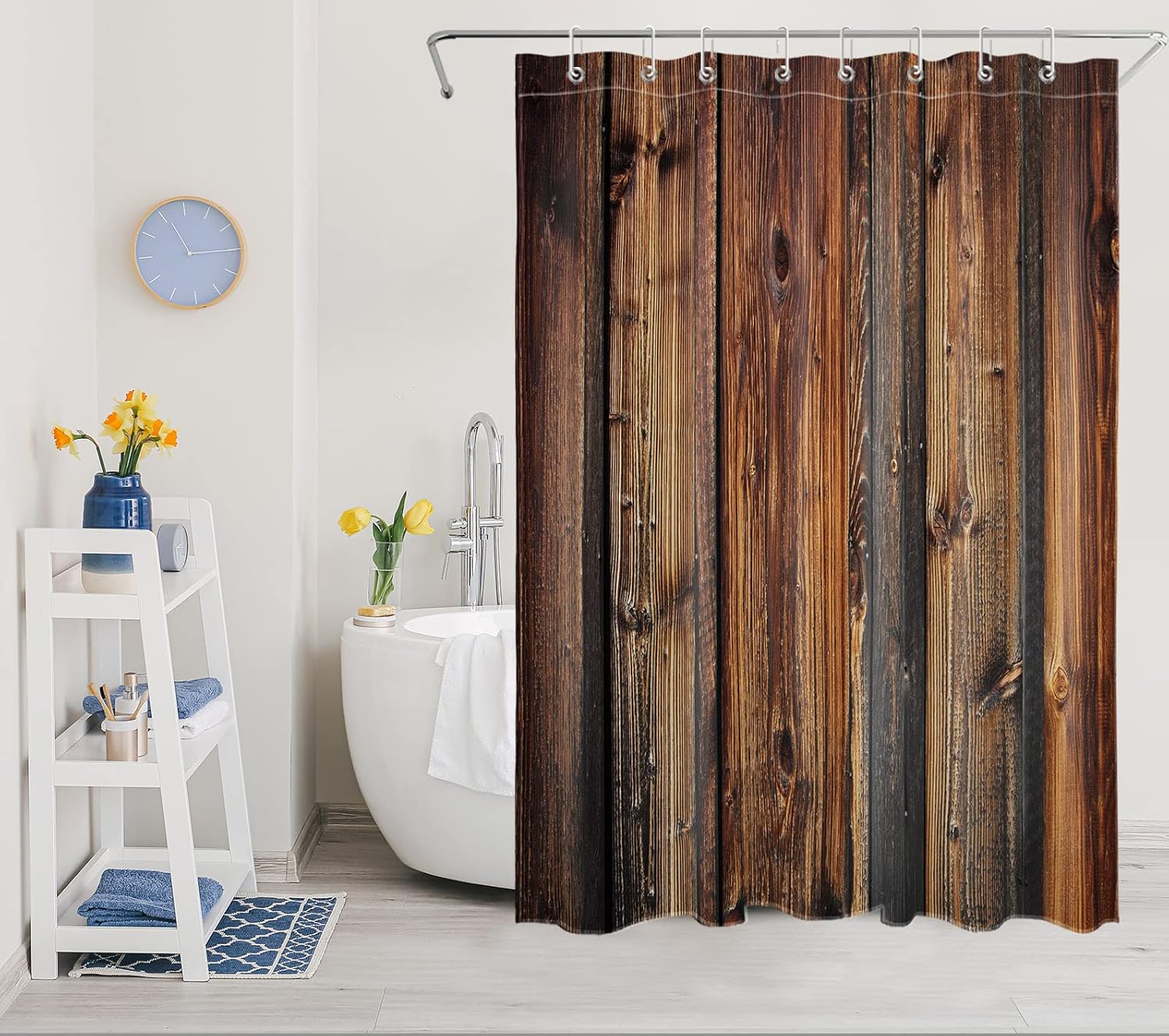 LB Western Brown Barn Door Shower Curtain Set 48x72 Inch