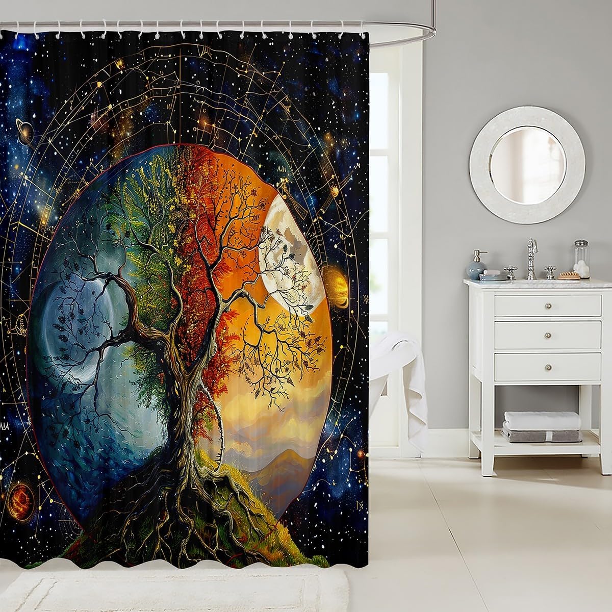 Feelyou Tree of Life Bath Curtain Set 72x78 for Kids