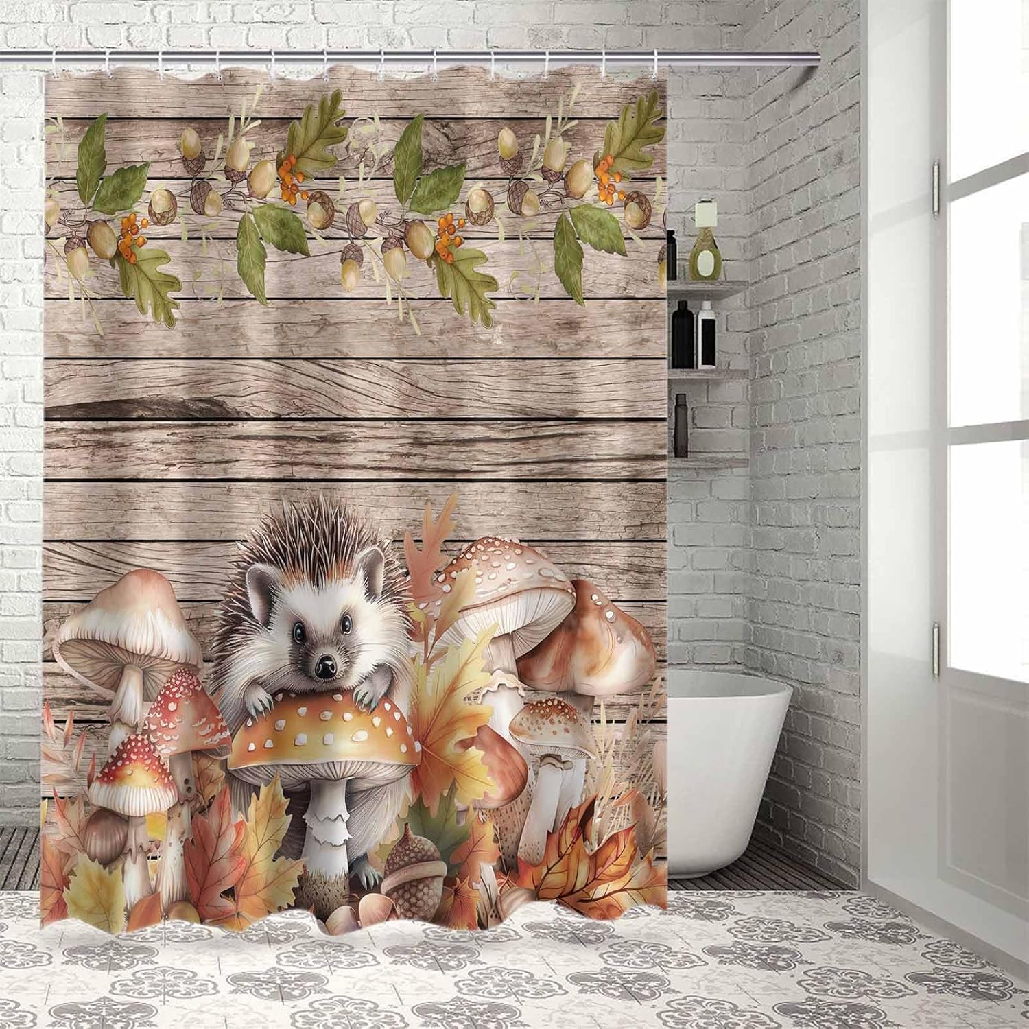 Funnywall88 72x72 Inch Waterproof Shower Curtain Set with 12 Hooks