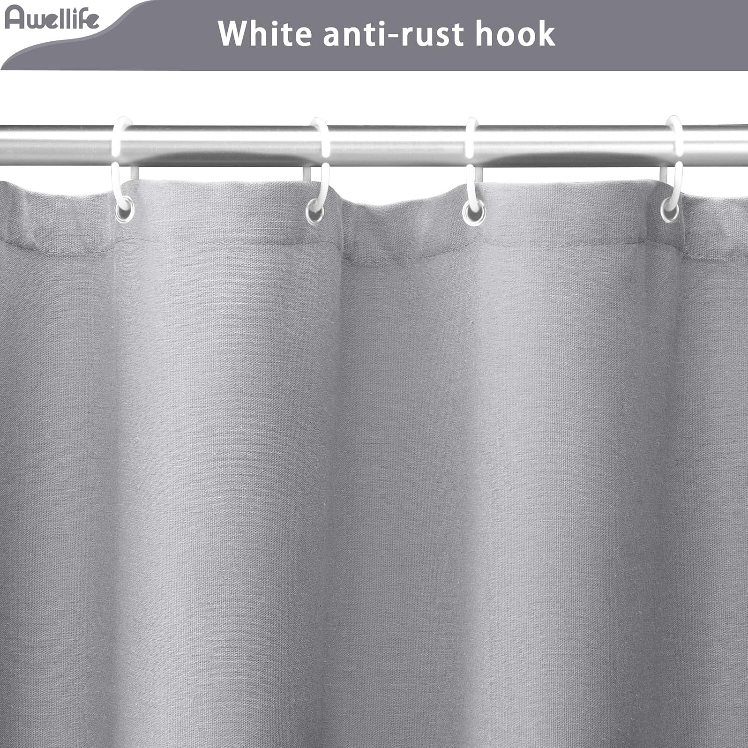 Awellife Grey Linen Textured Shower Curtain 84 Inch