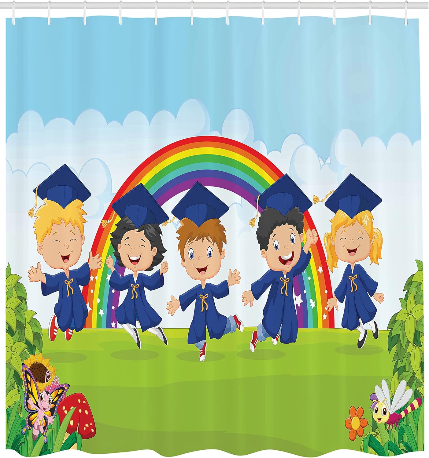 Ambesonne Graduation Shower Curtain Set with Hooks