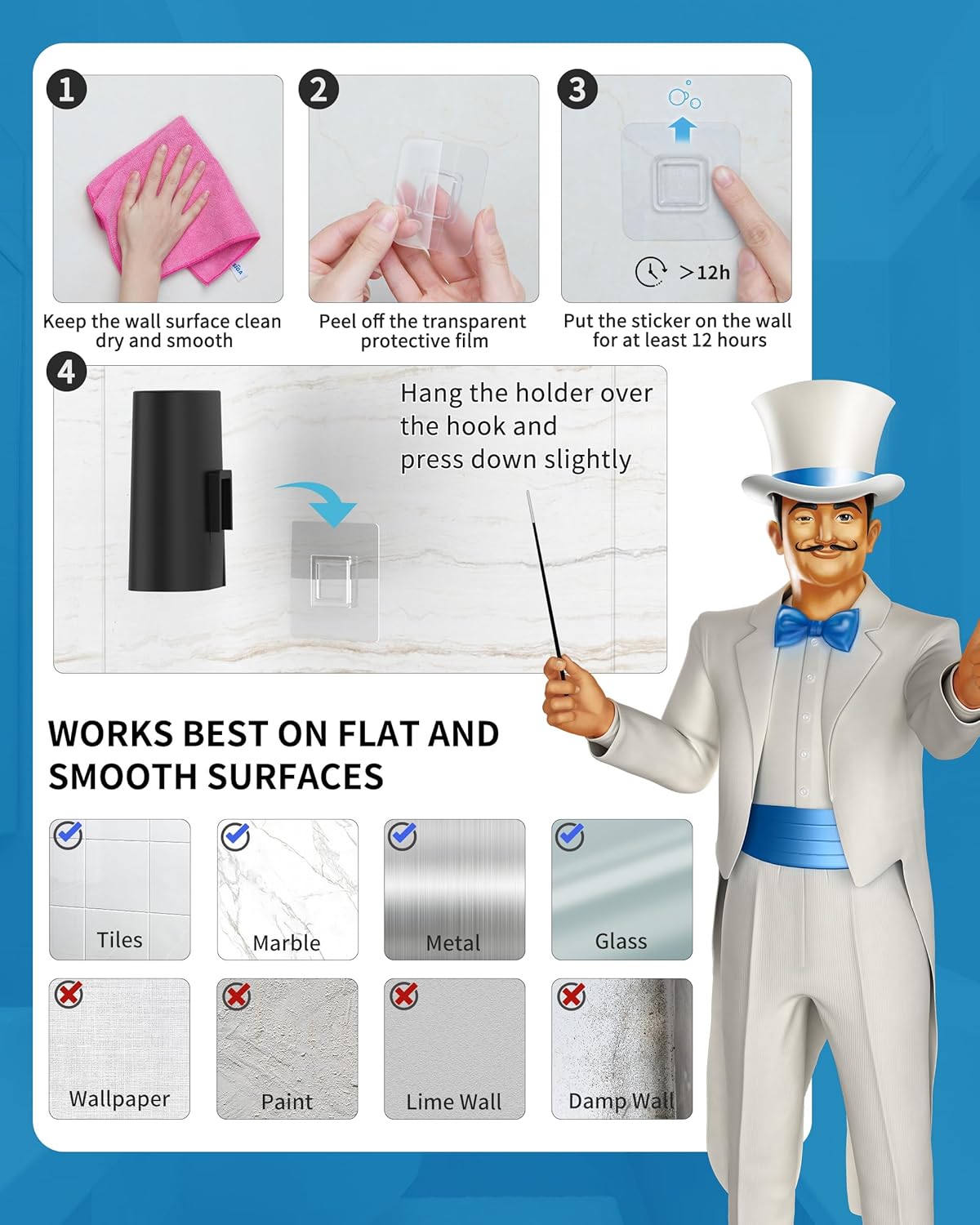 MRSIGA Toilet Brush and Holder Set 2 Pack