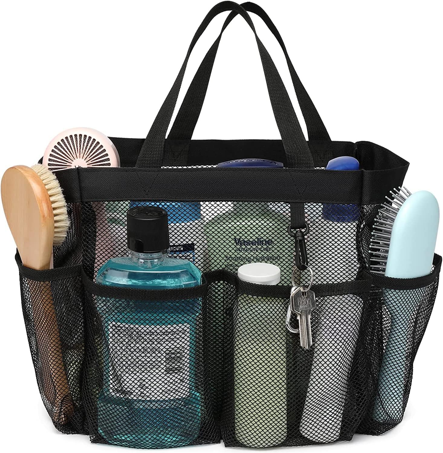 Mesh Shower Caddy Basket with Handle - Black