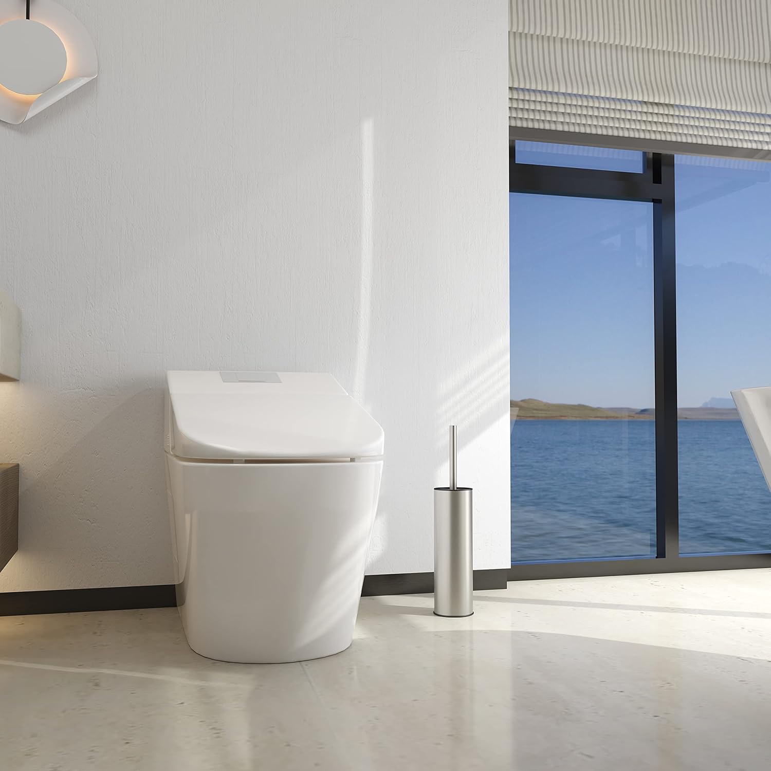 BGL Toilet Brush and Holder with Brushed Nickel Design