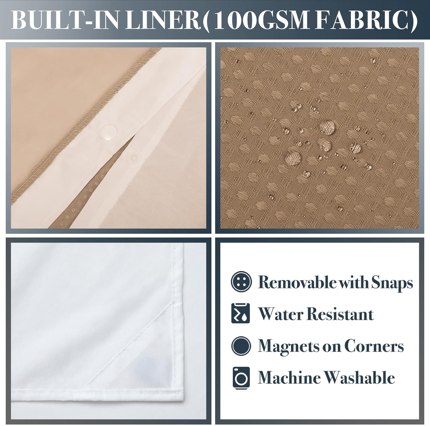 NY HOME Waffle Weave Shower Curtain Set - 71x72 Coffee Brown