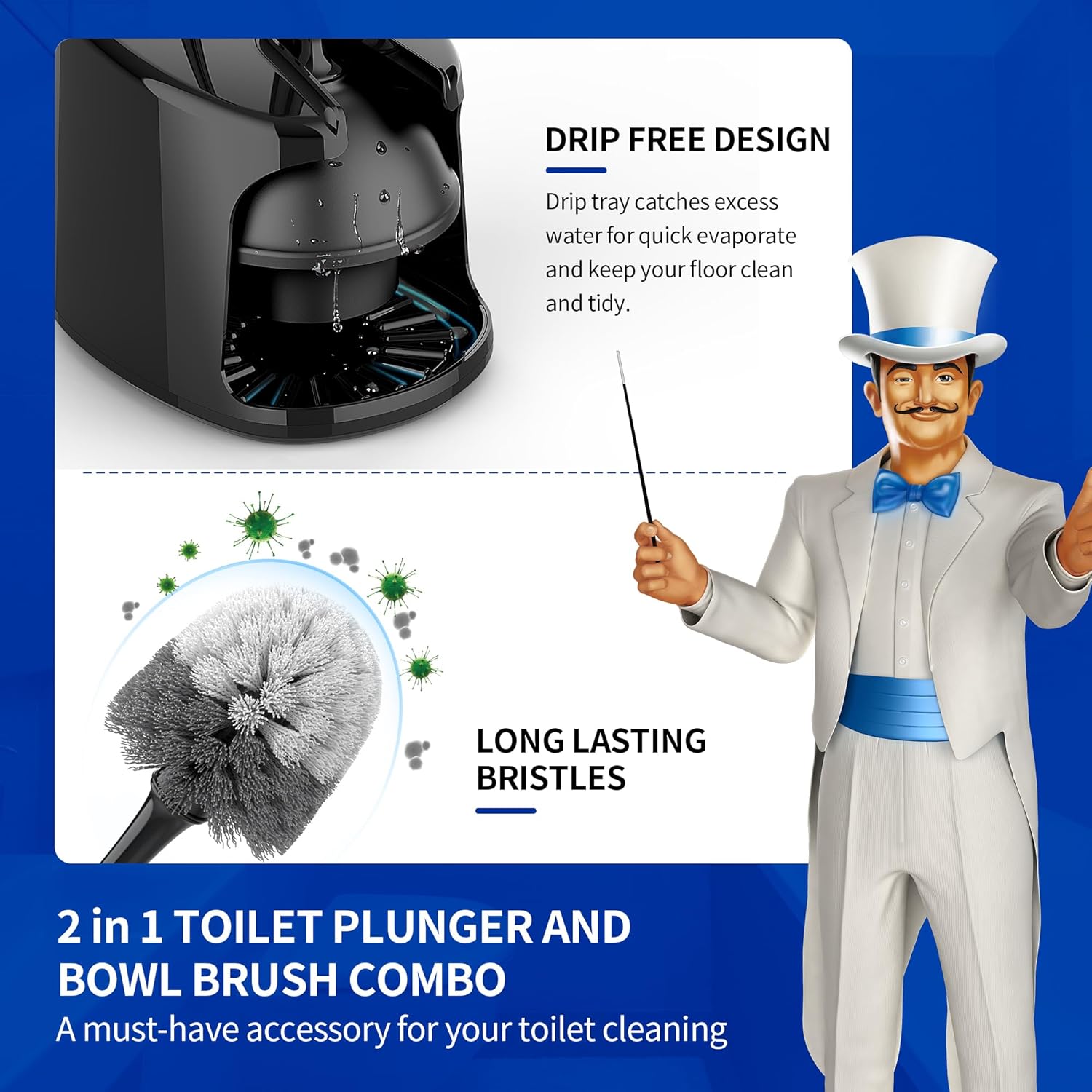 MRSIGA Toilet Plunger and Bowl Brush Set 1