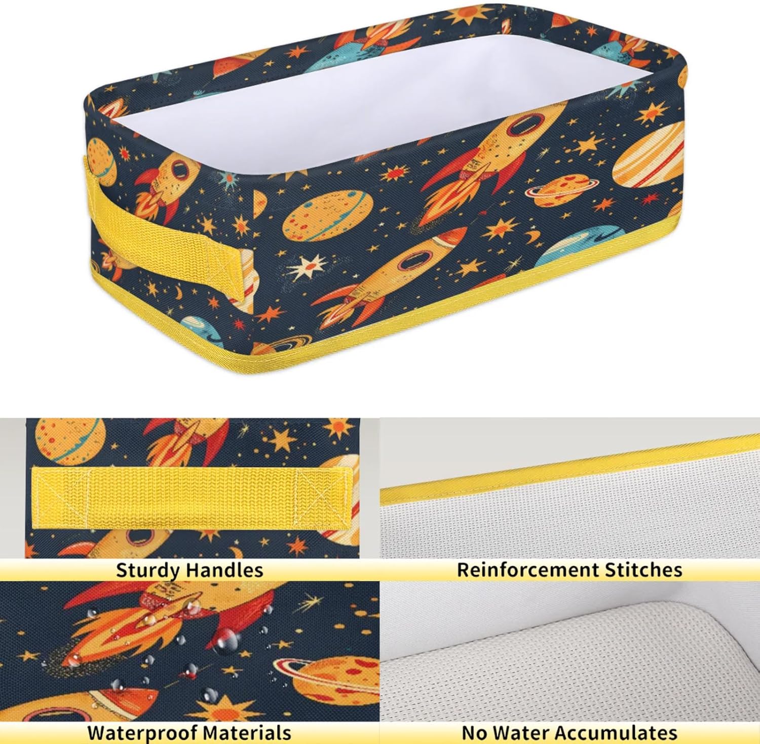 Space Planet Rockets Toilet Paper Basket with Handles 1