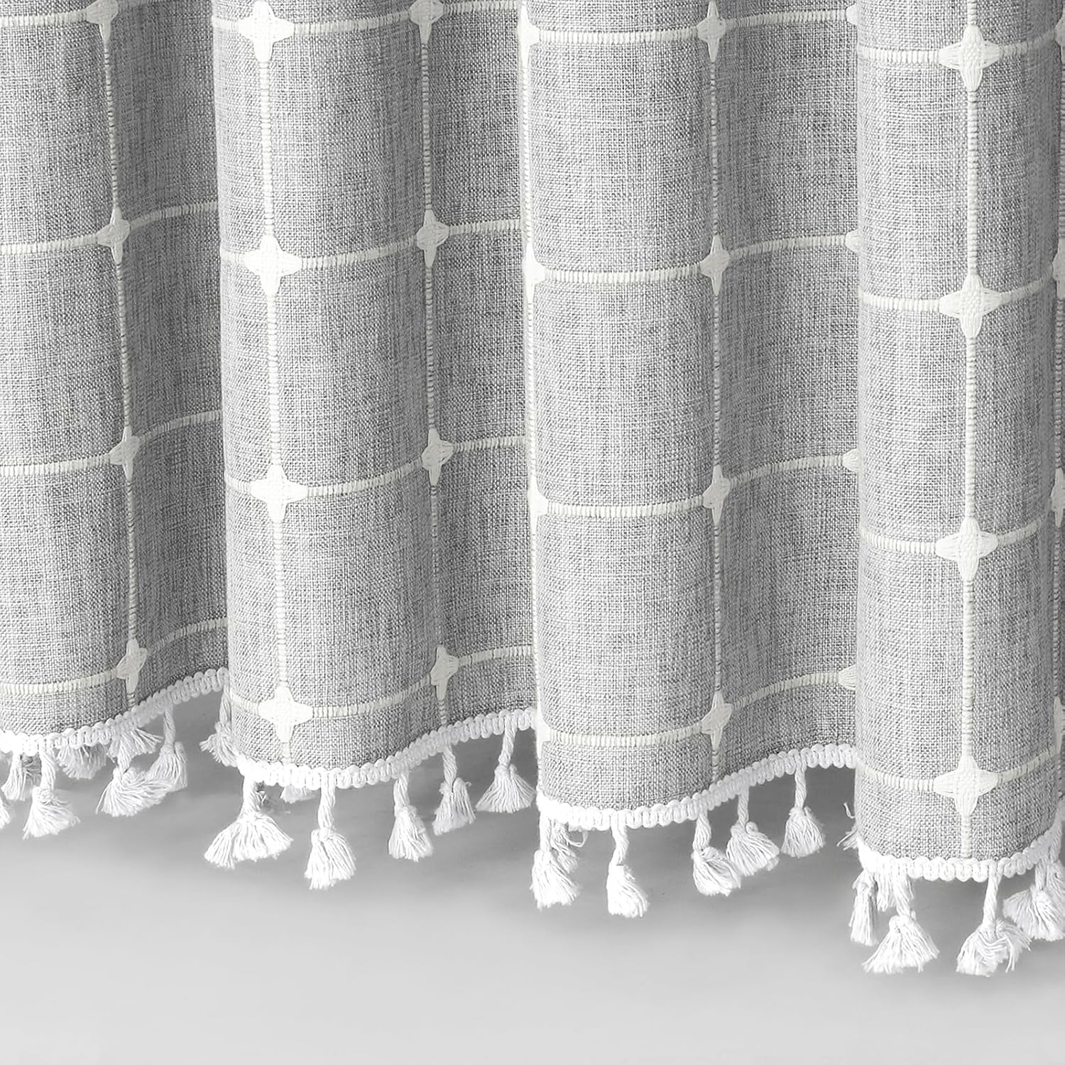 MitoVilla Grey Boho Narrow Shower Curtain Set