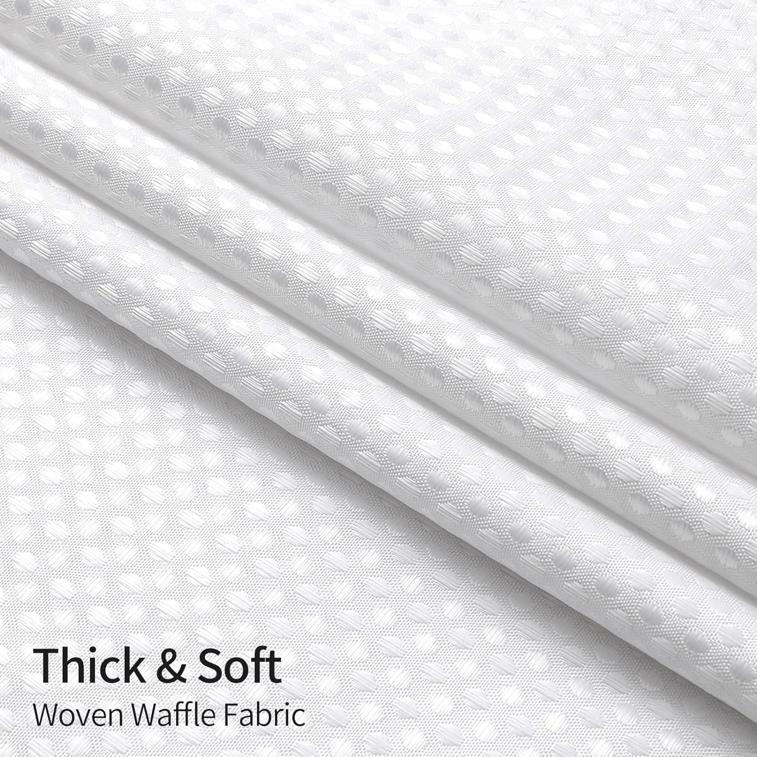 MitoVilla White Waffle Shower Curtain Set with Liner 1