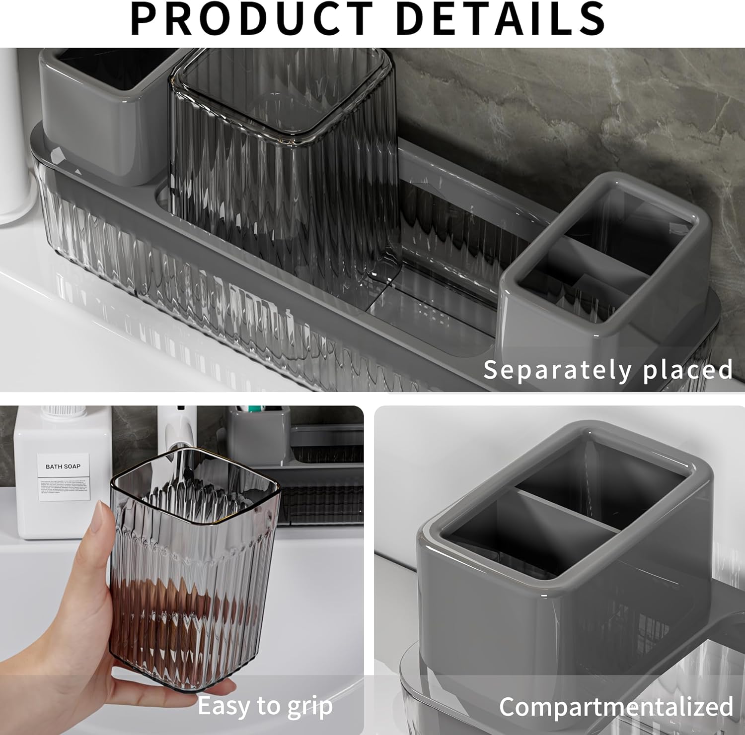 Vowupt Toothbrush Holder Set 2 Cups Organizer