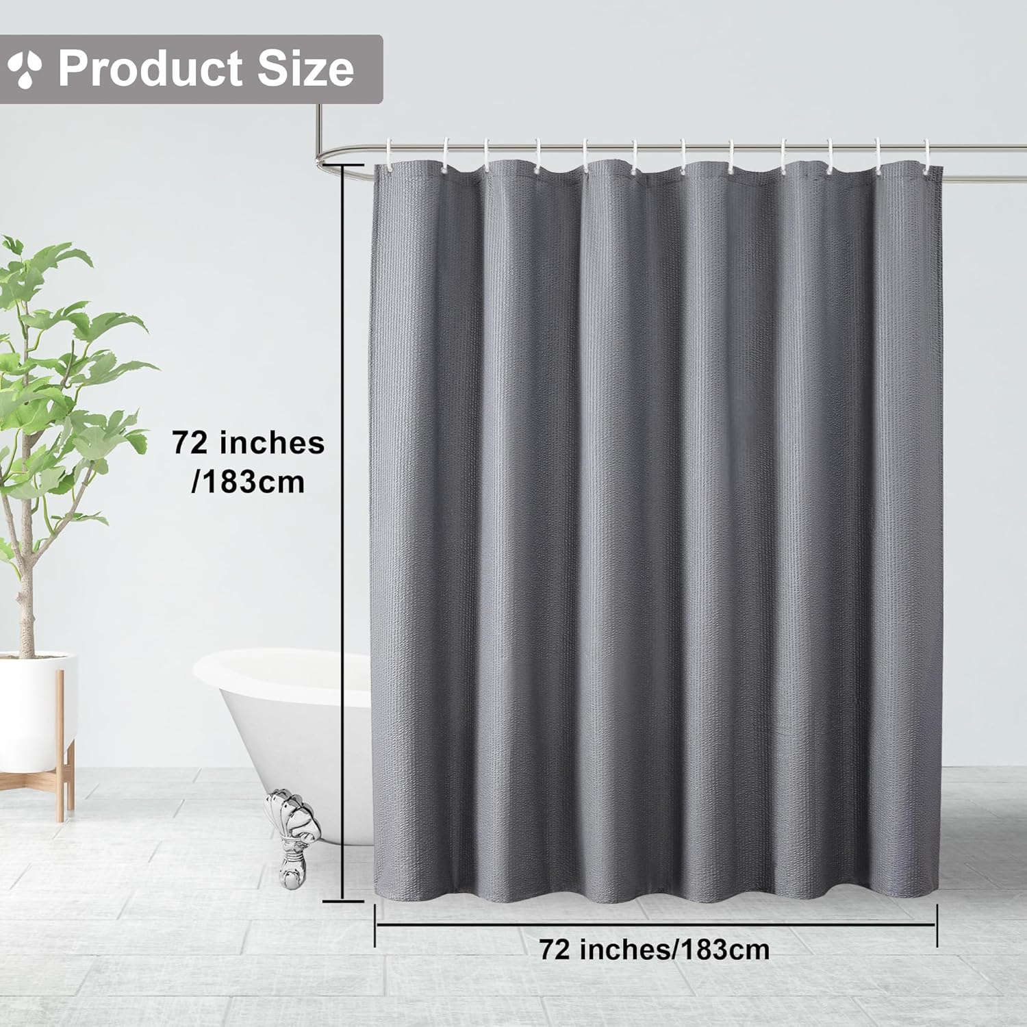 OVZME Berry Grey Shower Curtain Set with 12 Hooks